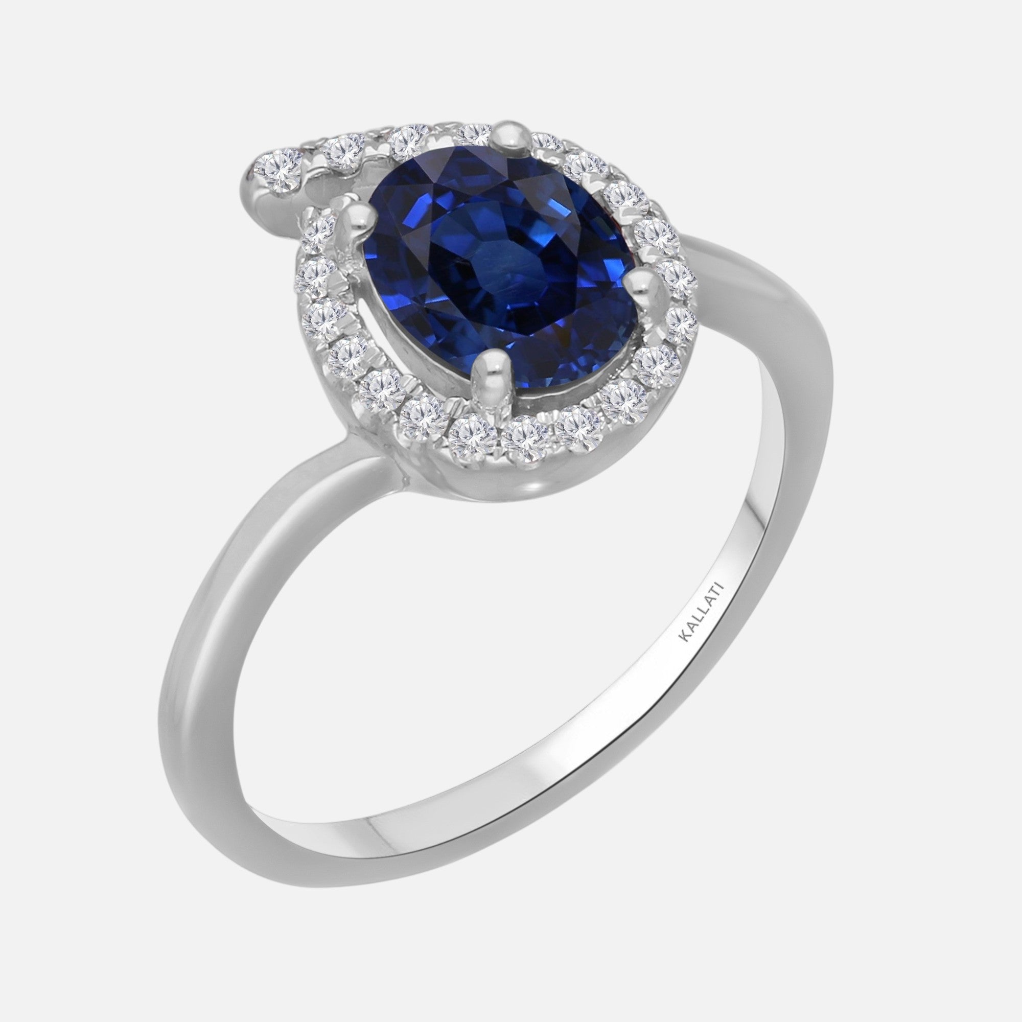 Ceylon Blue Sapphire and White Diamond Ring Blue Sapphire