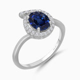 Ceylon Blue Sapphire and White Diamond Ring