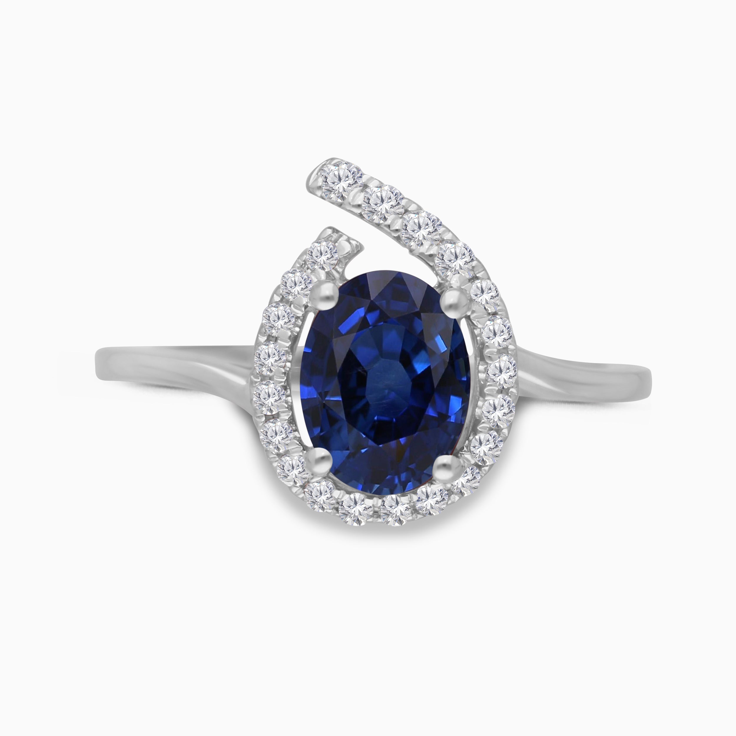 Ceylon Blue Sapphire and White Diamond Ring