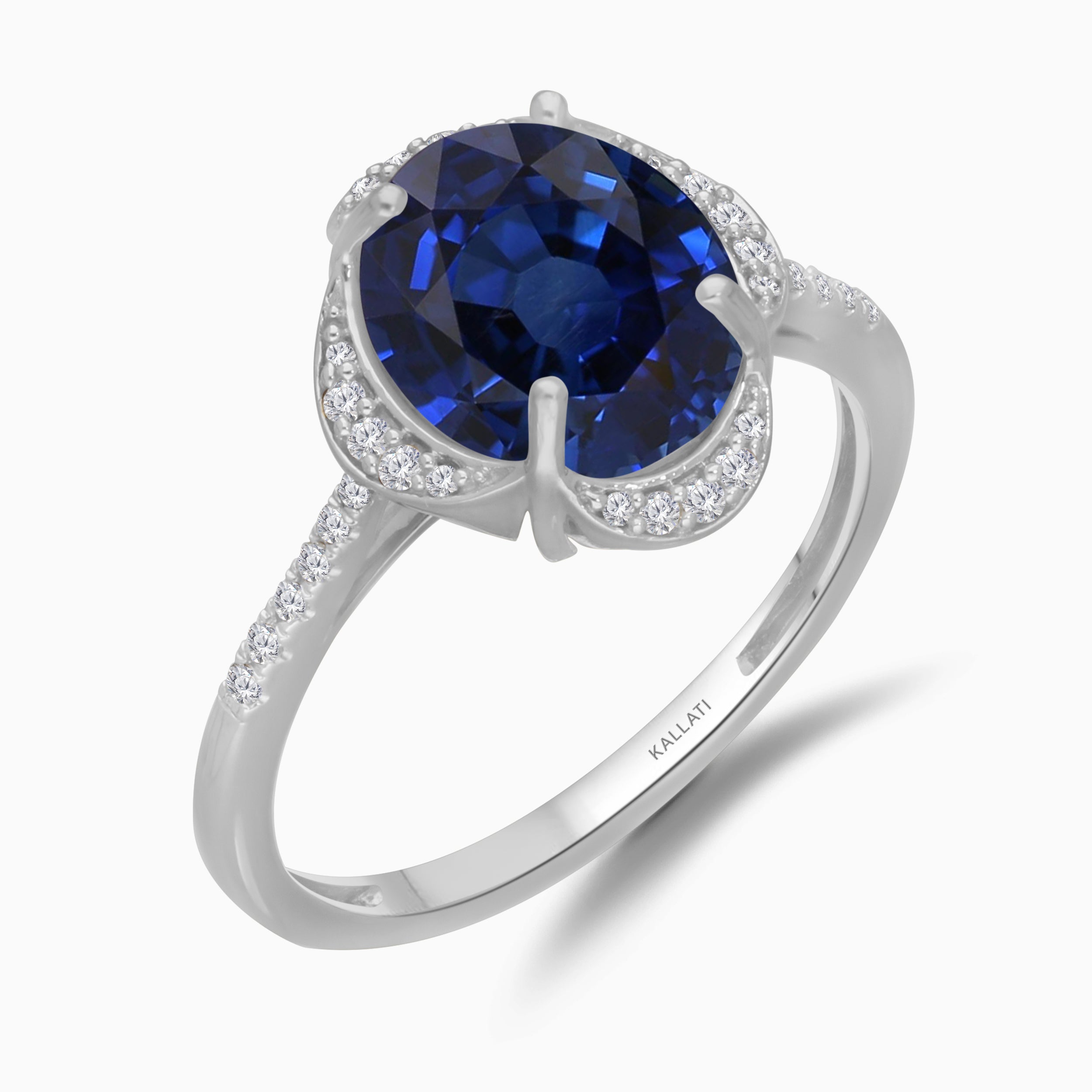 White Gold Diamond Blue Sapphire Ring