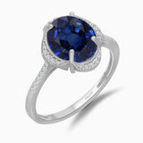 White Gold Diamond Blue Sapphire Ring