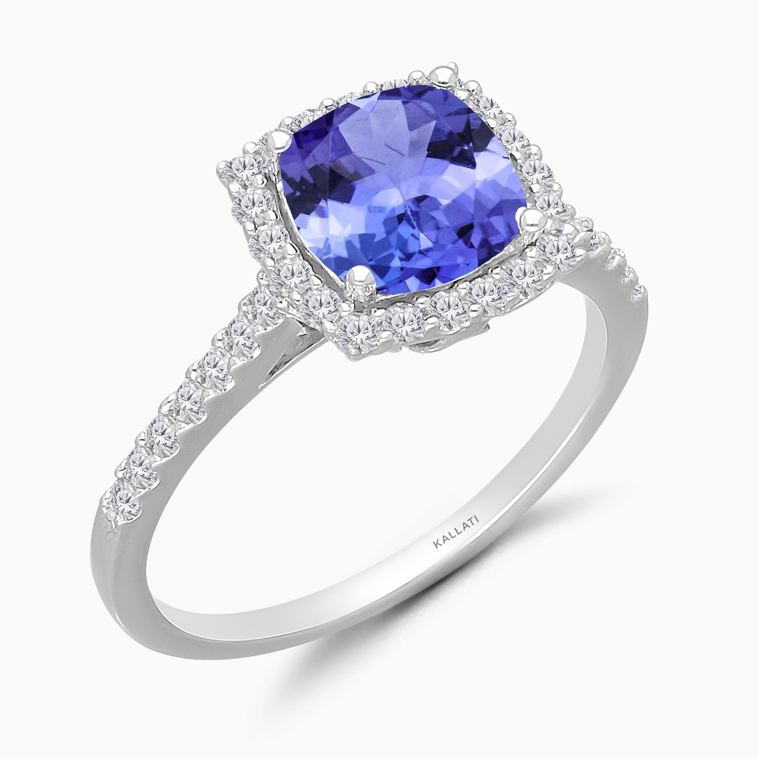 Cushion Cut Tanzanite & Diamond Ring