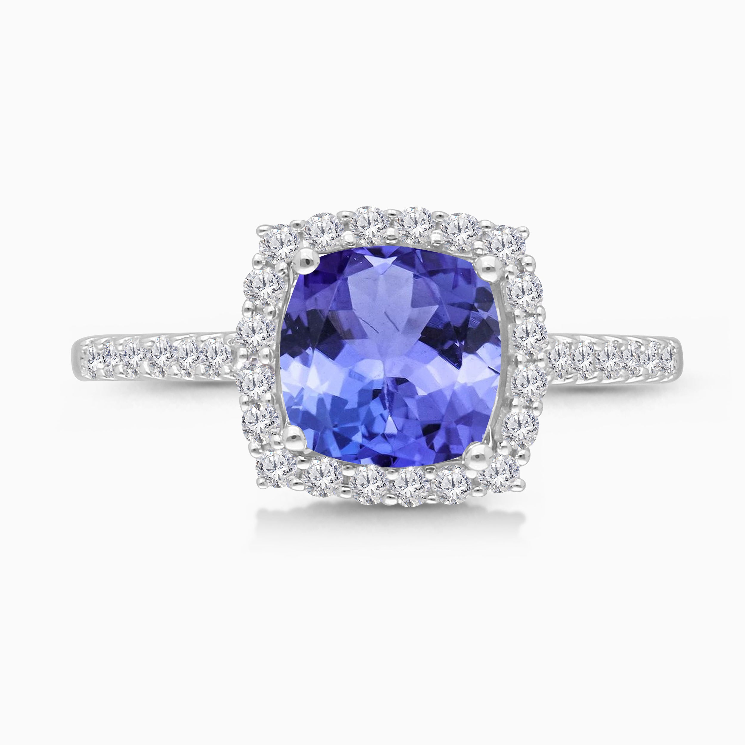 Cushion Cut Tanzanite & Diamond Ring