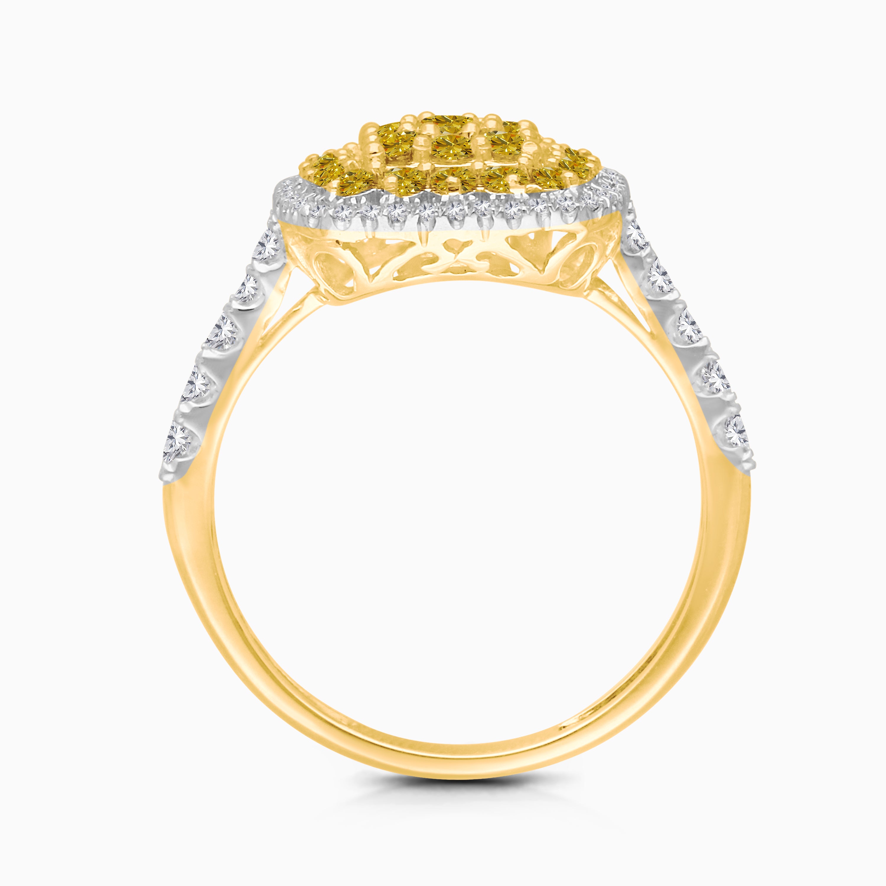 Yellow Gold Mosaic Yellow Diamond Cushion Ring