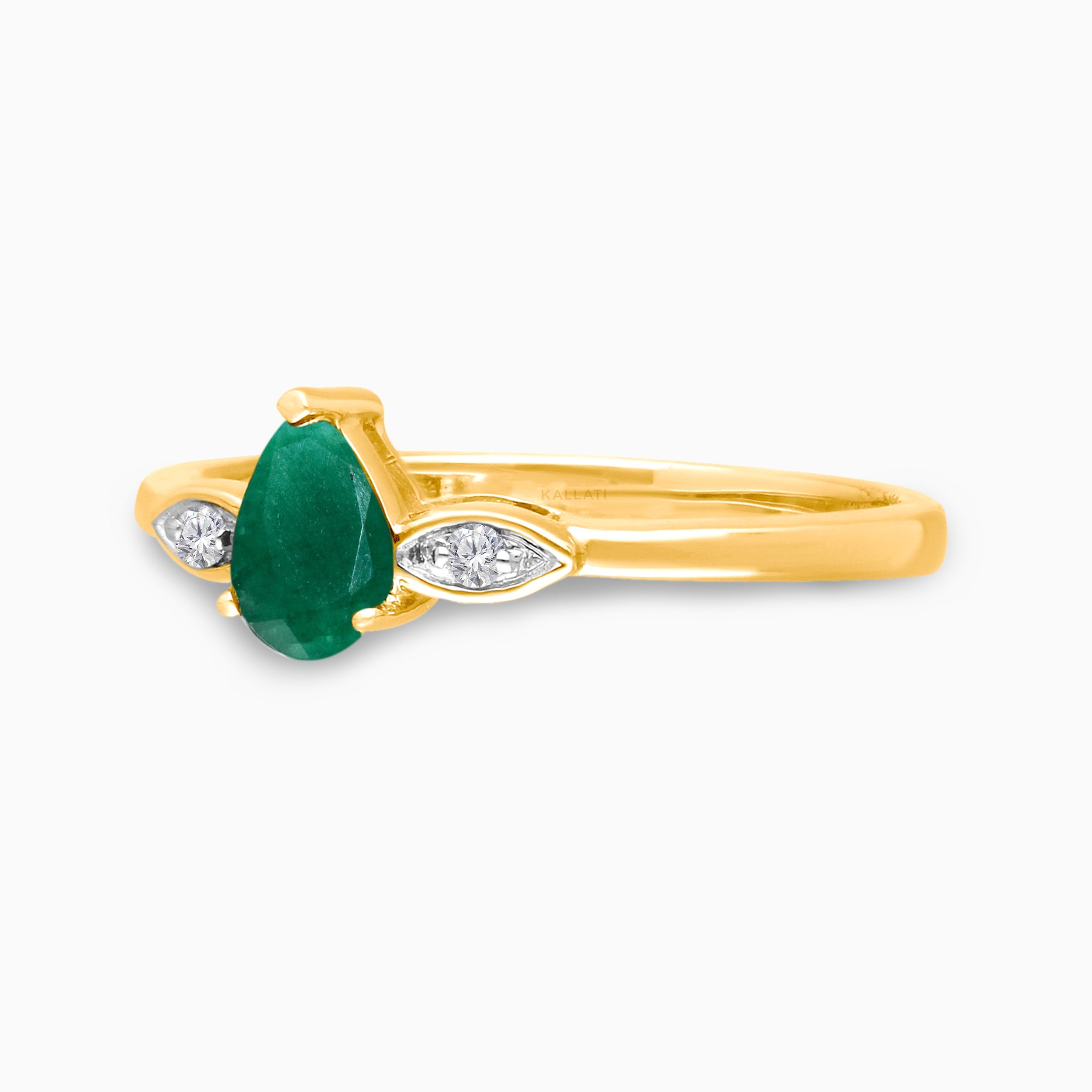 Pear Droplet Emerald Ring