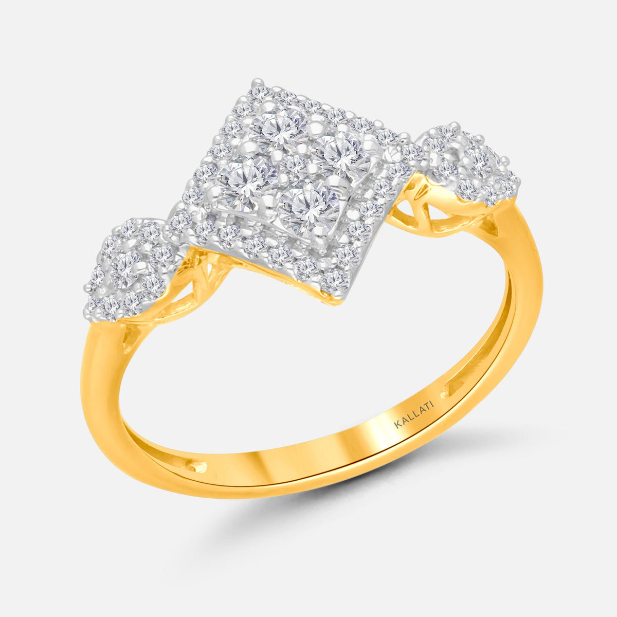 Pave Diamond Princess Mosaic Ring White Diamond