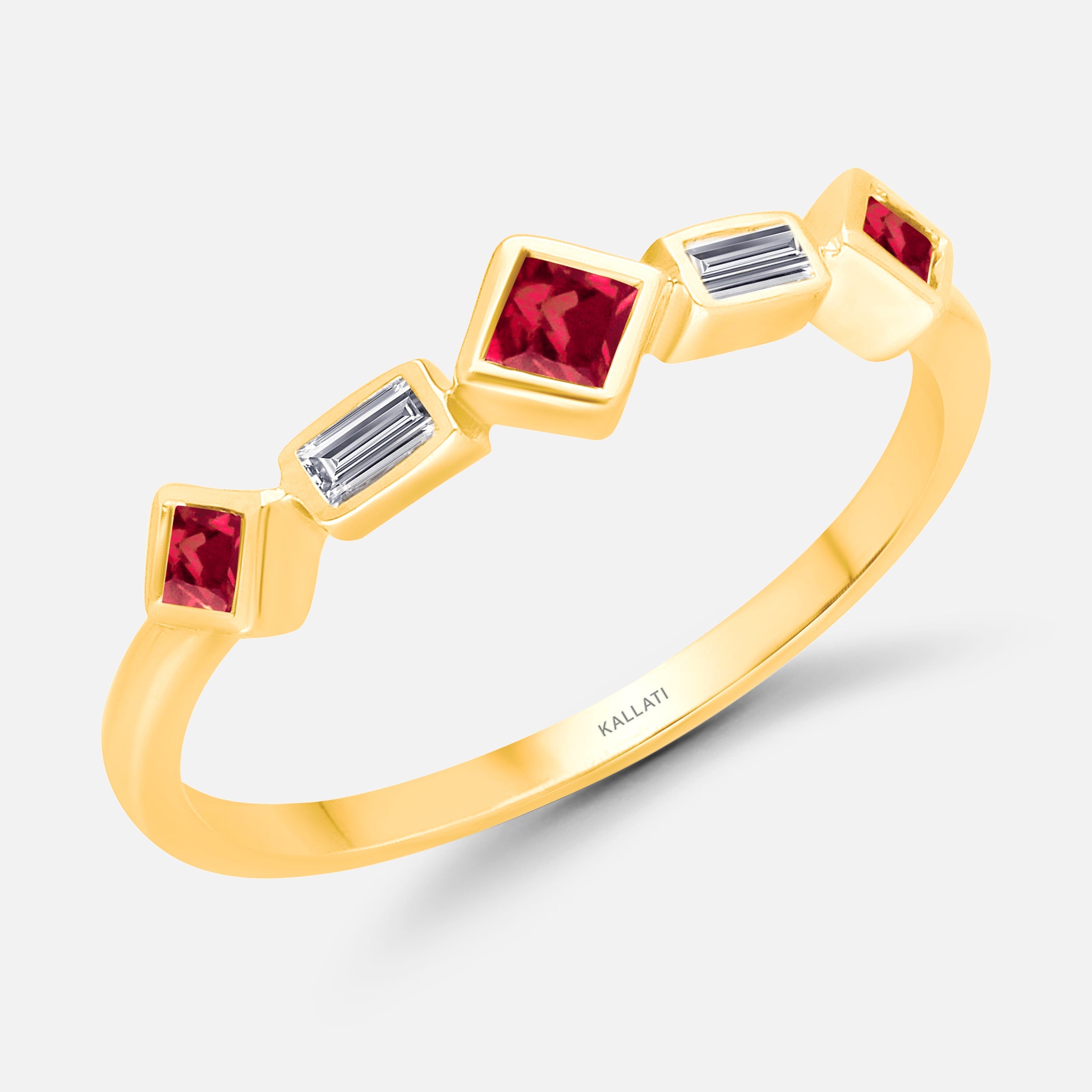 Ruby and White Diamond Tiara Ring Ruby