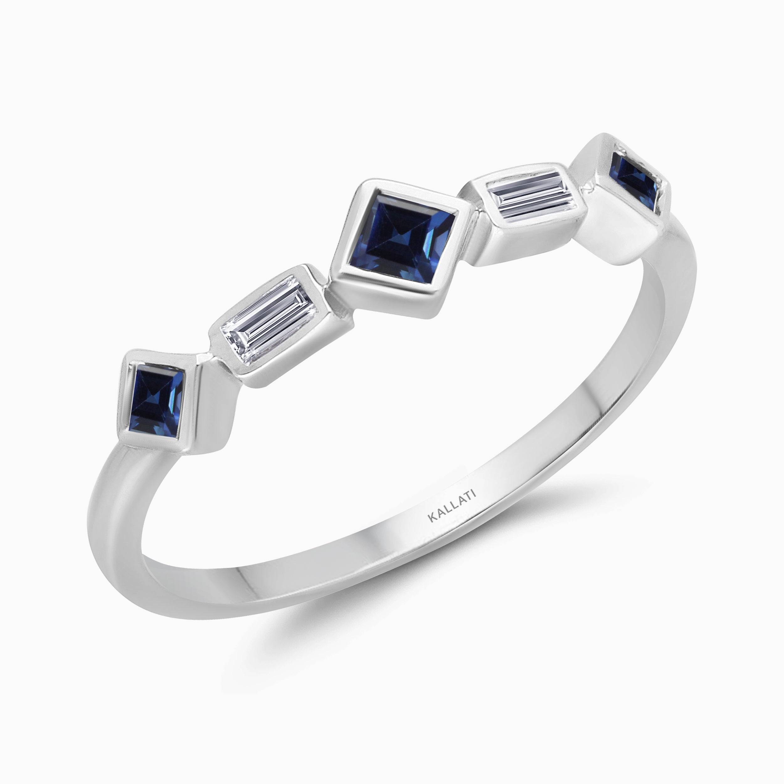 Blue Sapphire and White Diamond Tiara Ring