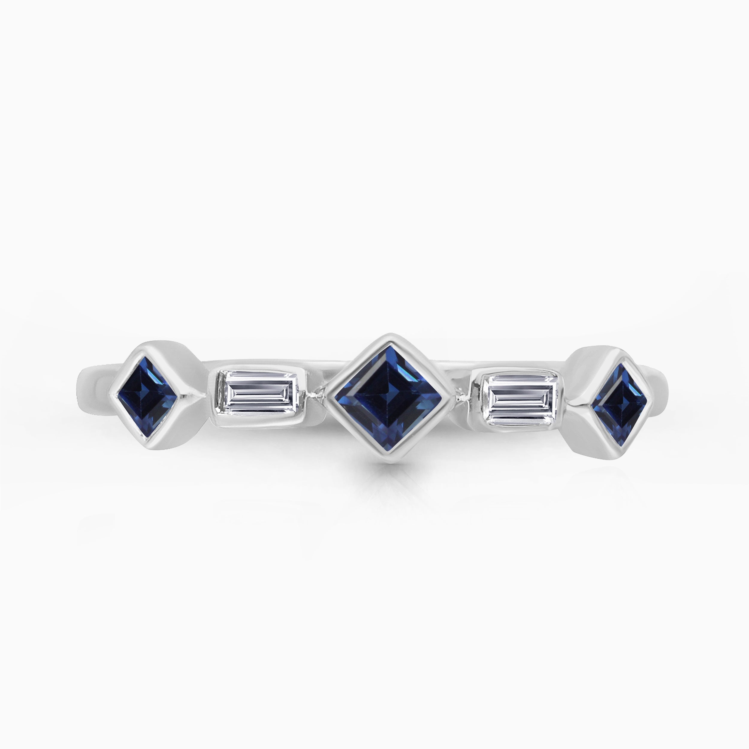 Blue Sapphire and White Diamond Tiara Ring