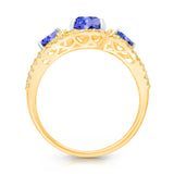 Yellow Gold Tanzanite & Fancy Diamond Renaissance Ring