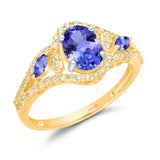 Yellow Gold Tanzanite & Fancy Diamond Renaissance Ring