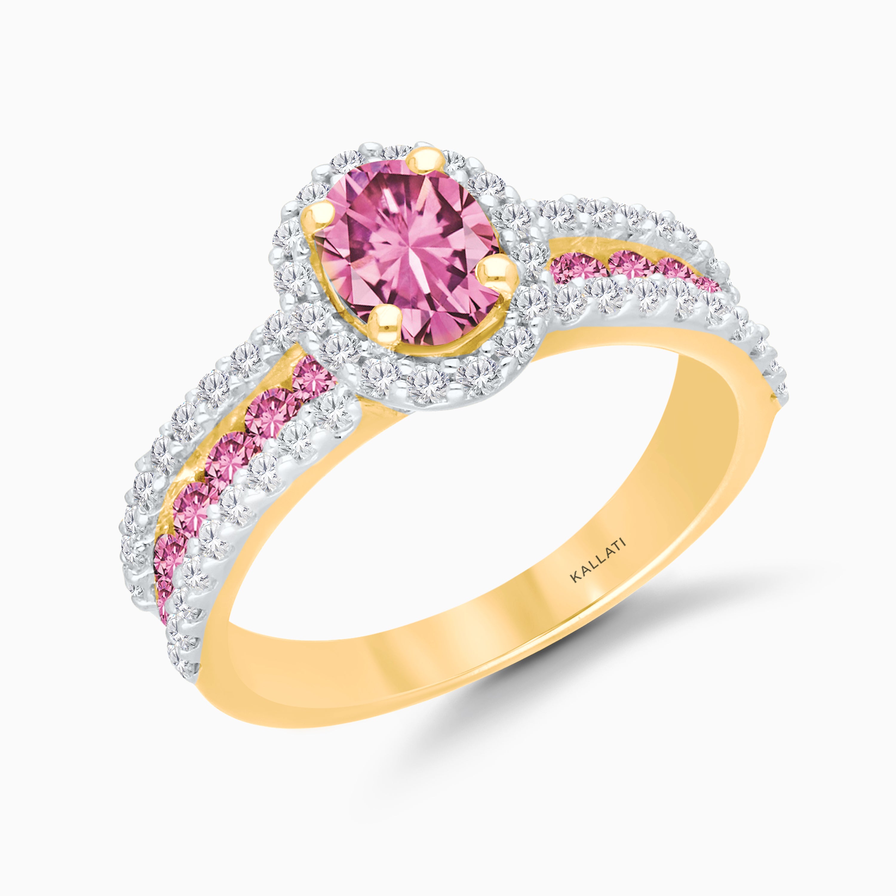 Pink Sapphire Oval Halo Ring