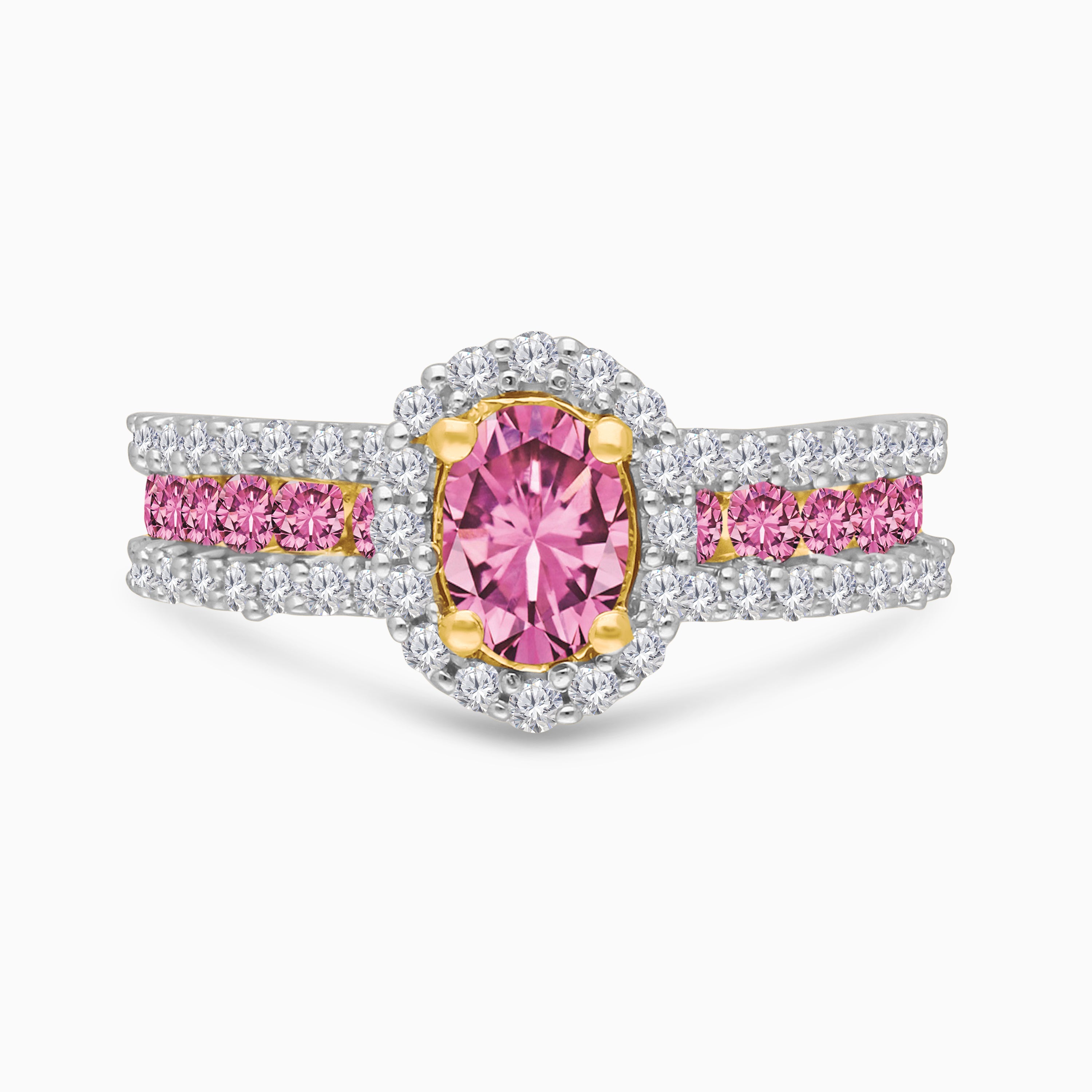 Pink Sapphire Oval Halo Ring