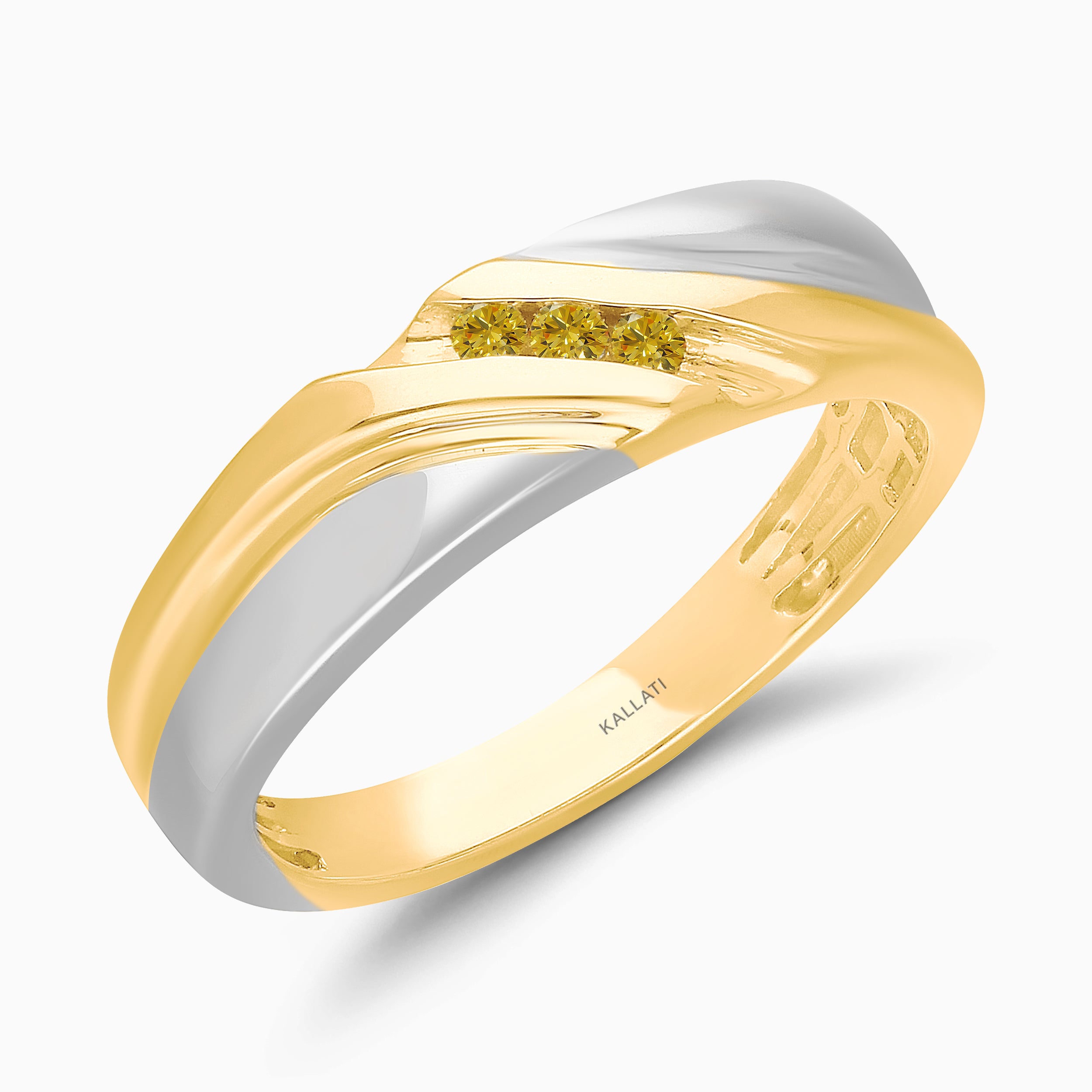 Duo Tone Yellow Diamond Men's Ring