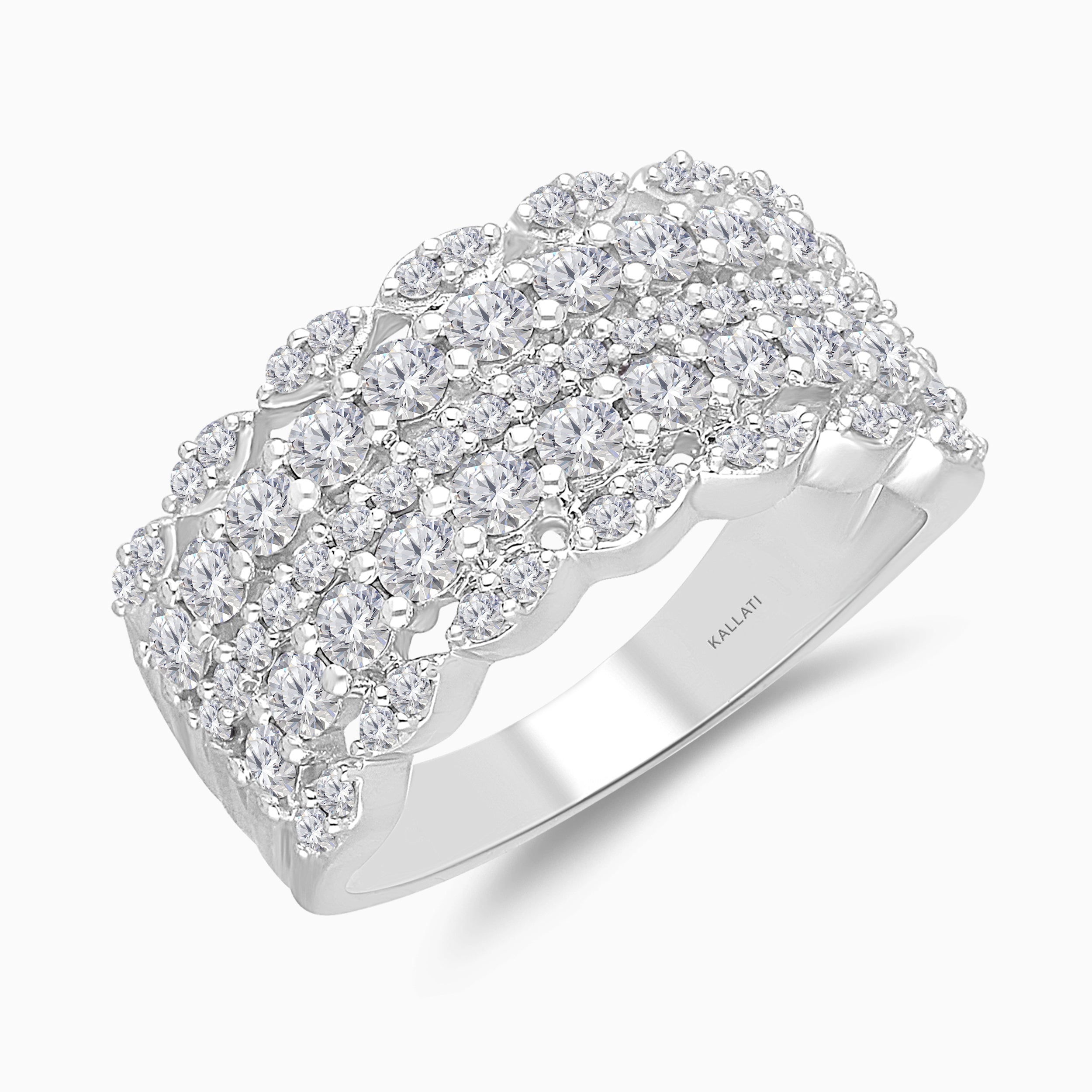 Triple Row Diamond Band White Diamond