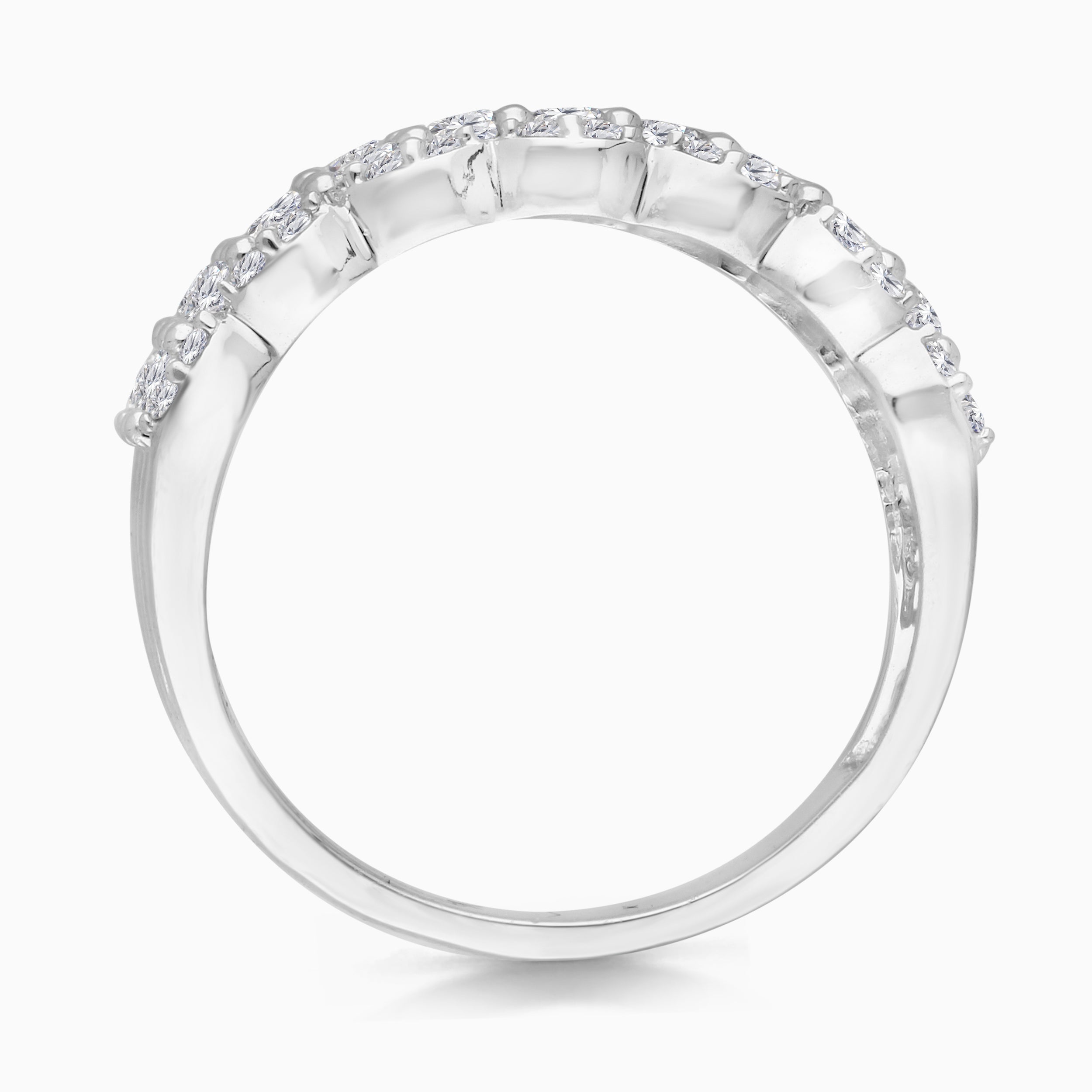 Triple Row Diamond Band White Diamond