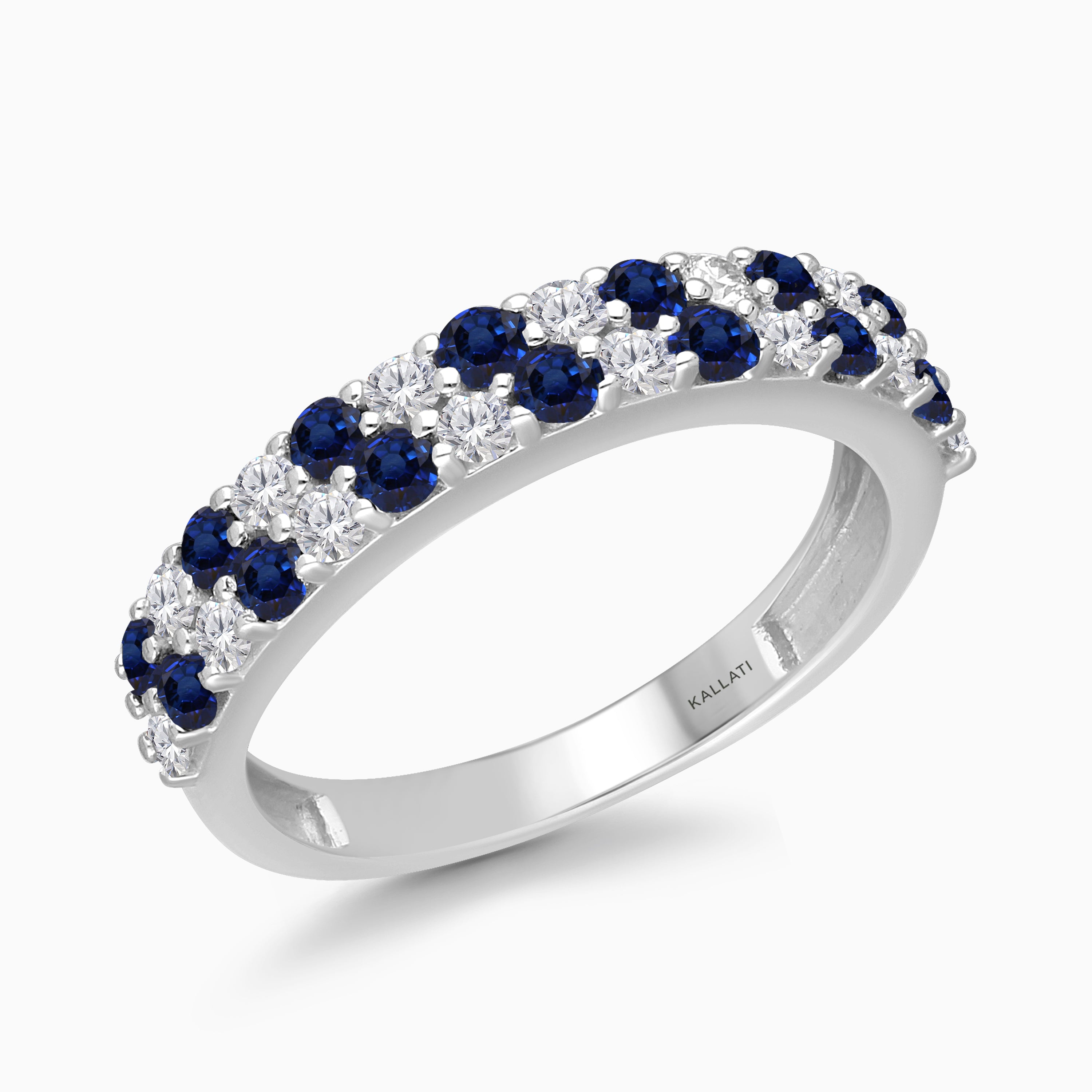 Dual Layer Diamond & Sapphire Band
