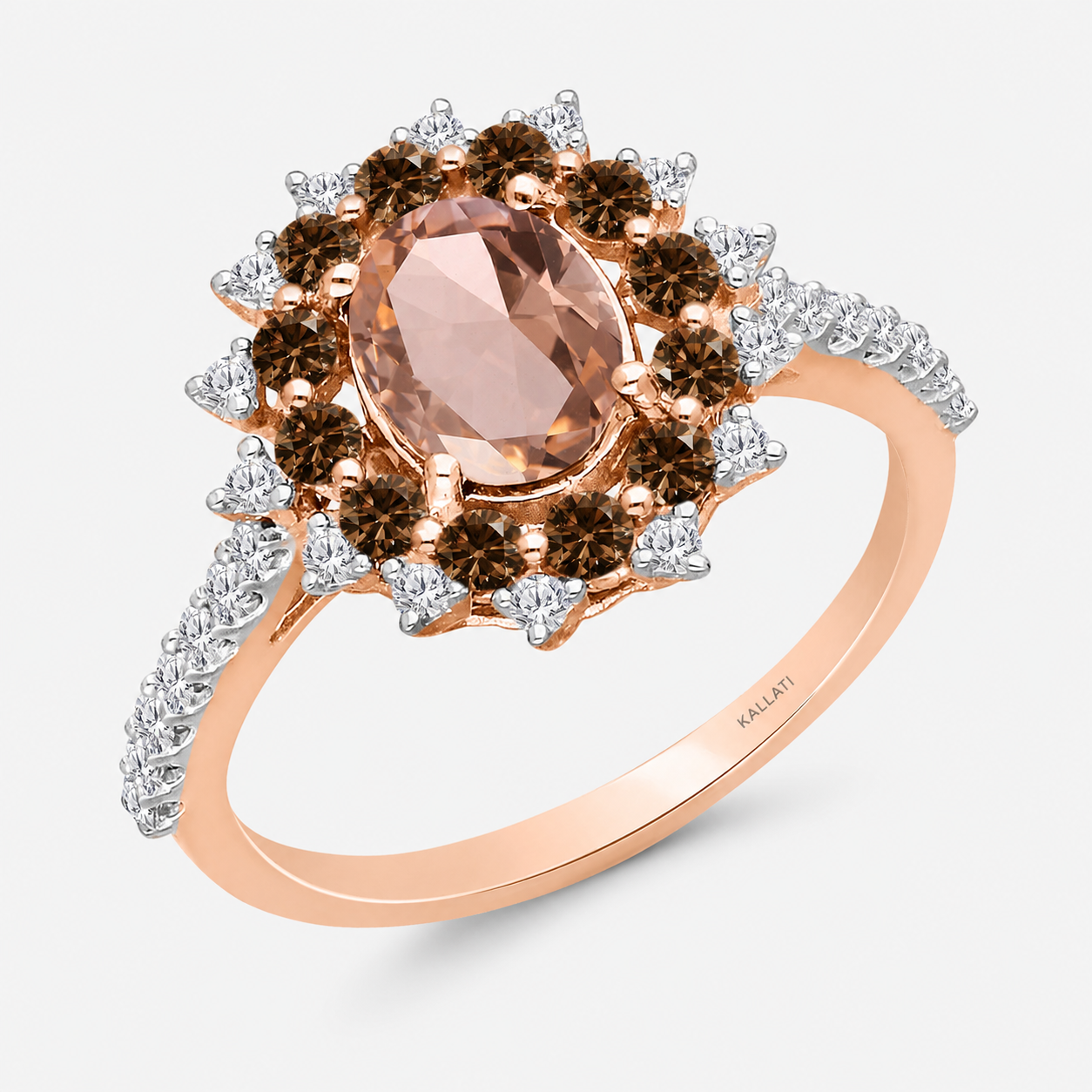 Dual Halo Diamond & Morganite Ring Morganite