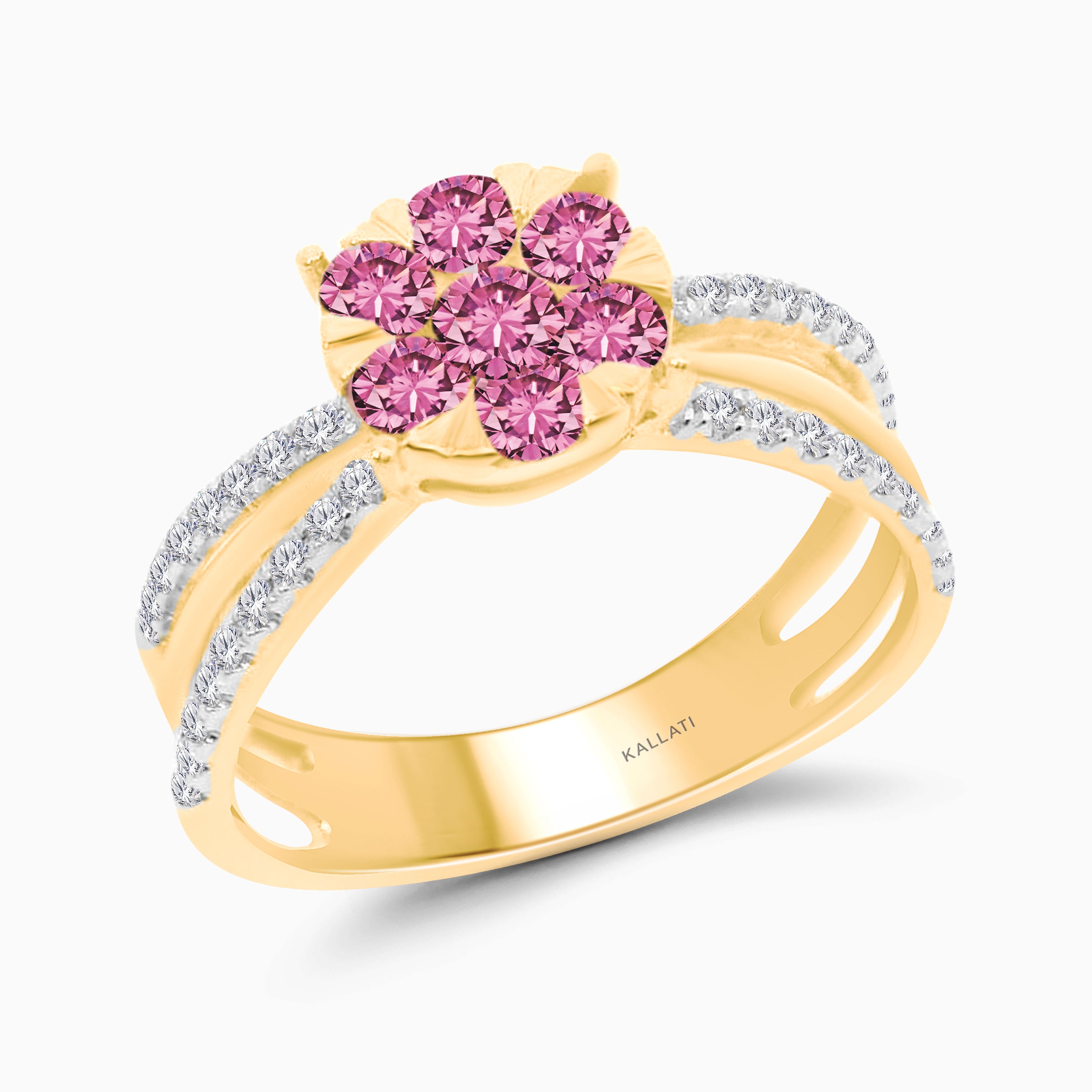Criss Cross Pink Sapphire Floral Ring