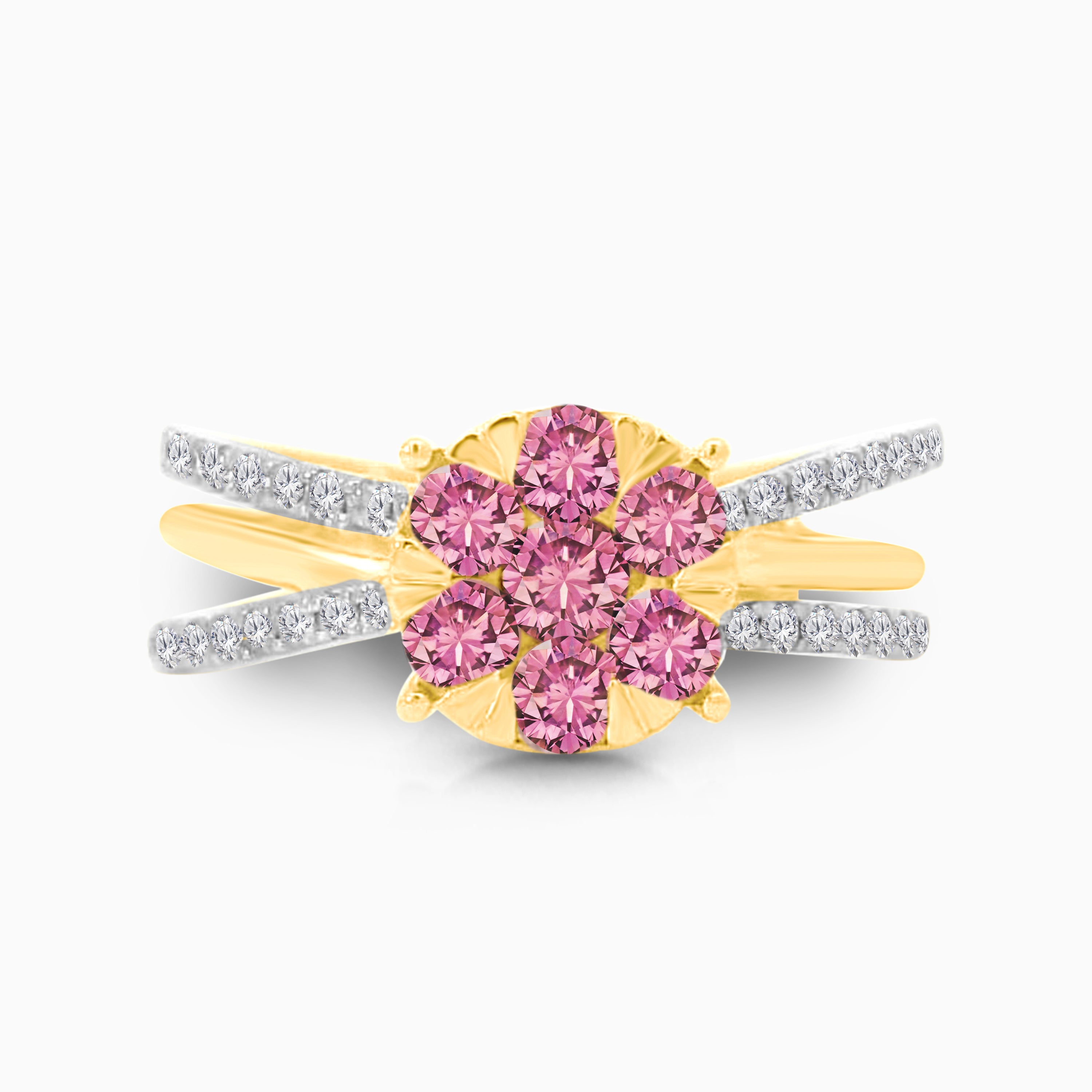Criss Cross Pink Sapphire Floral Ring