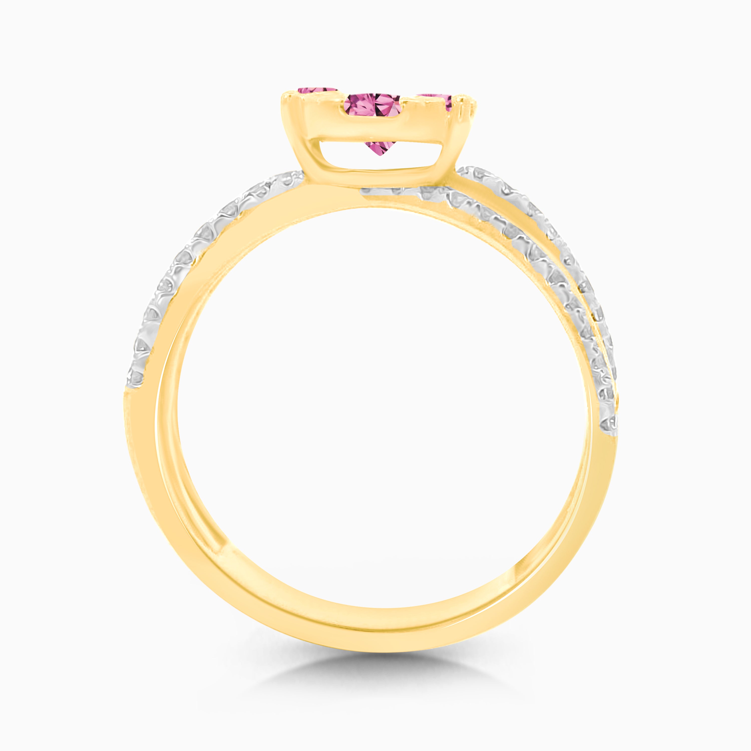 Criss Cross Pink Sapphire Floral Ring