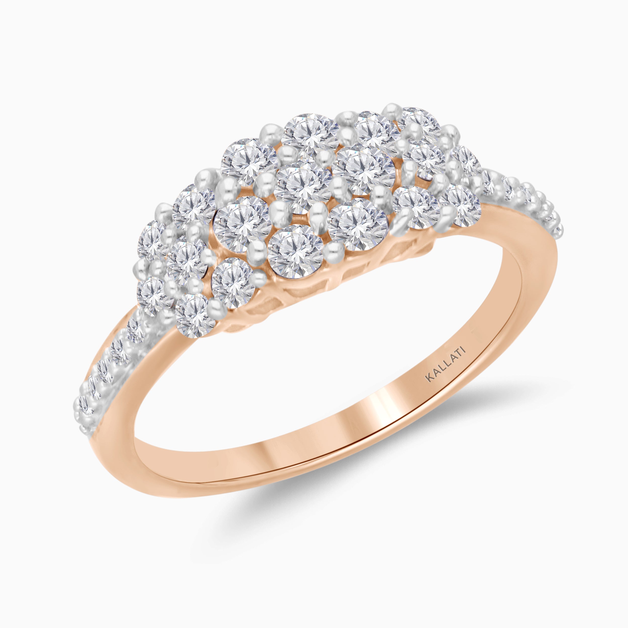 Triple Row Diamond Cluster Ring
