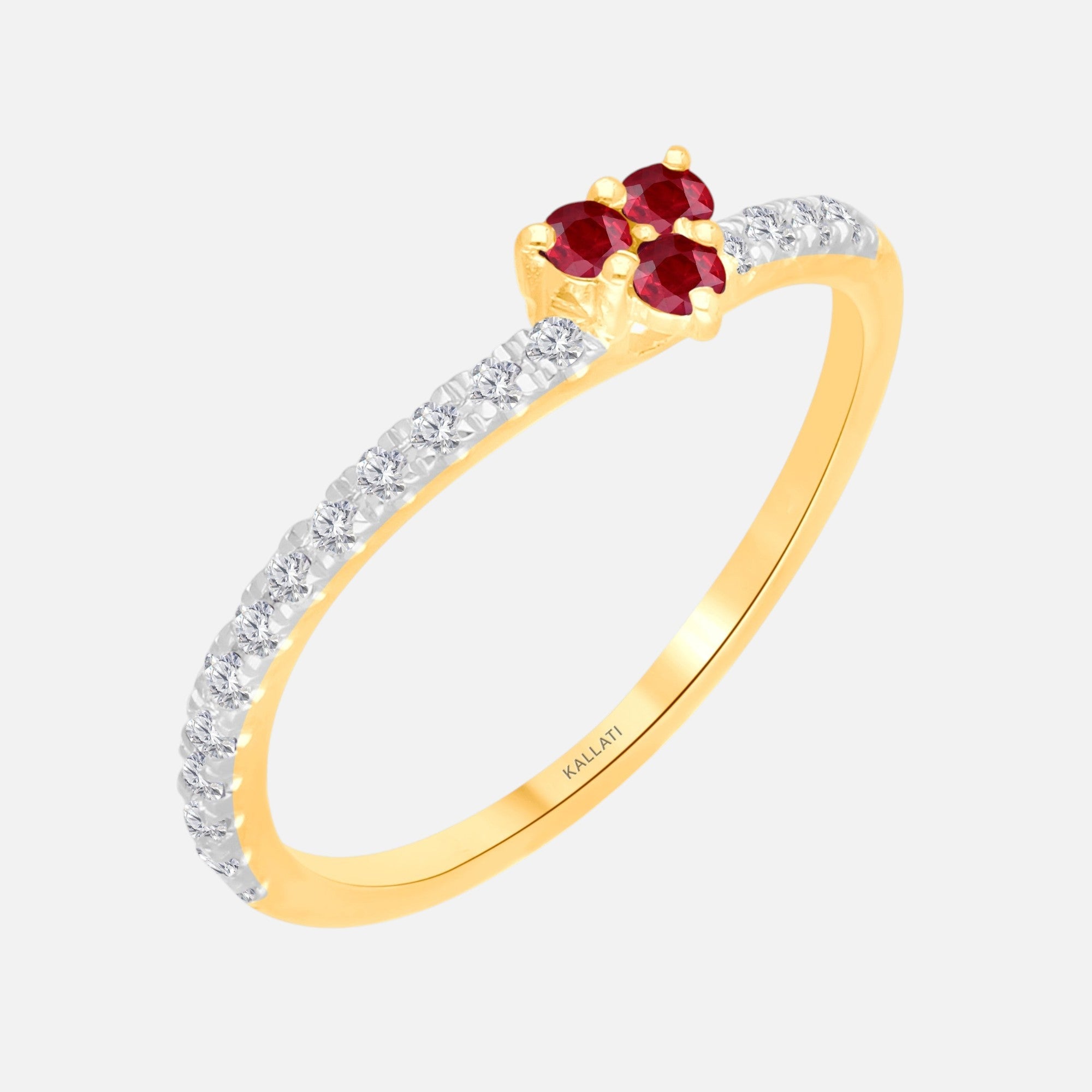 Ruby Diamond Trio Ring Ruby