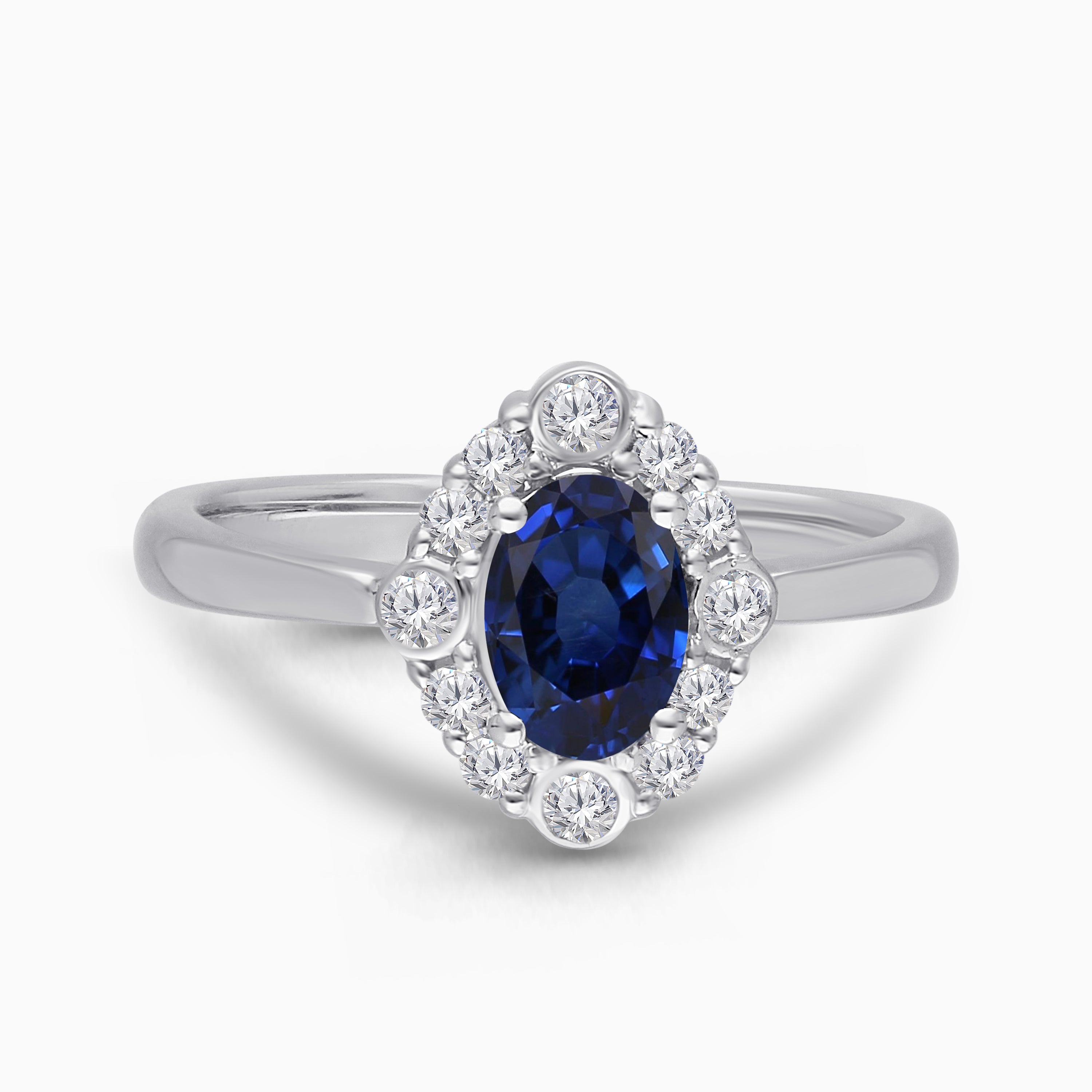Diamond Bubbles Blue Sapphire Ring