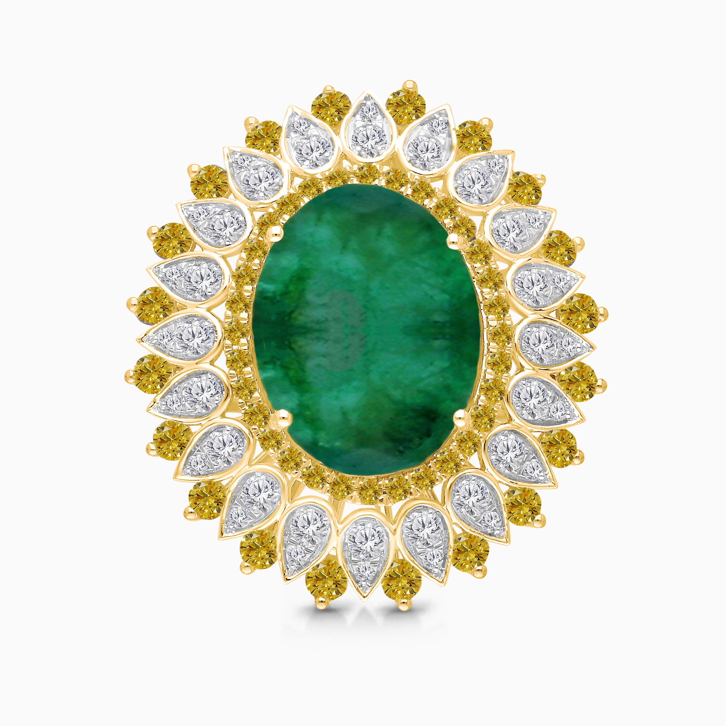 Chrysanthemum Emerald & Diamond Ring