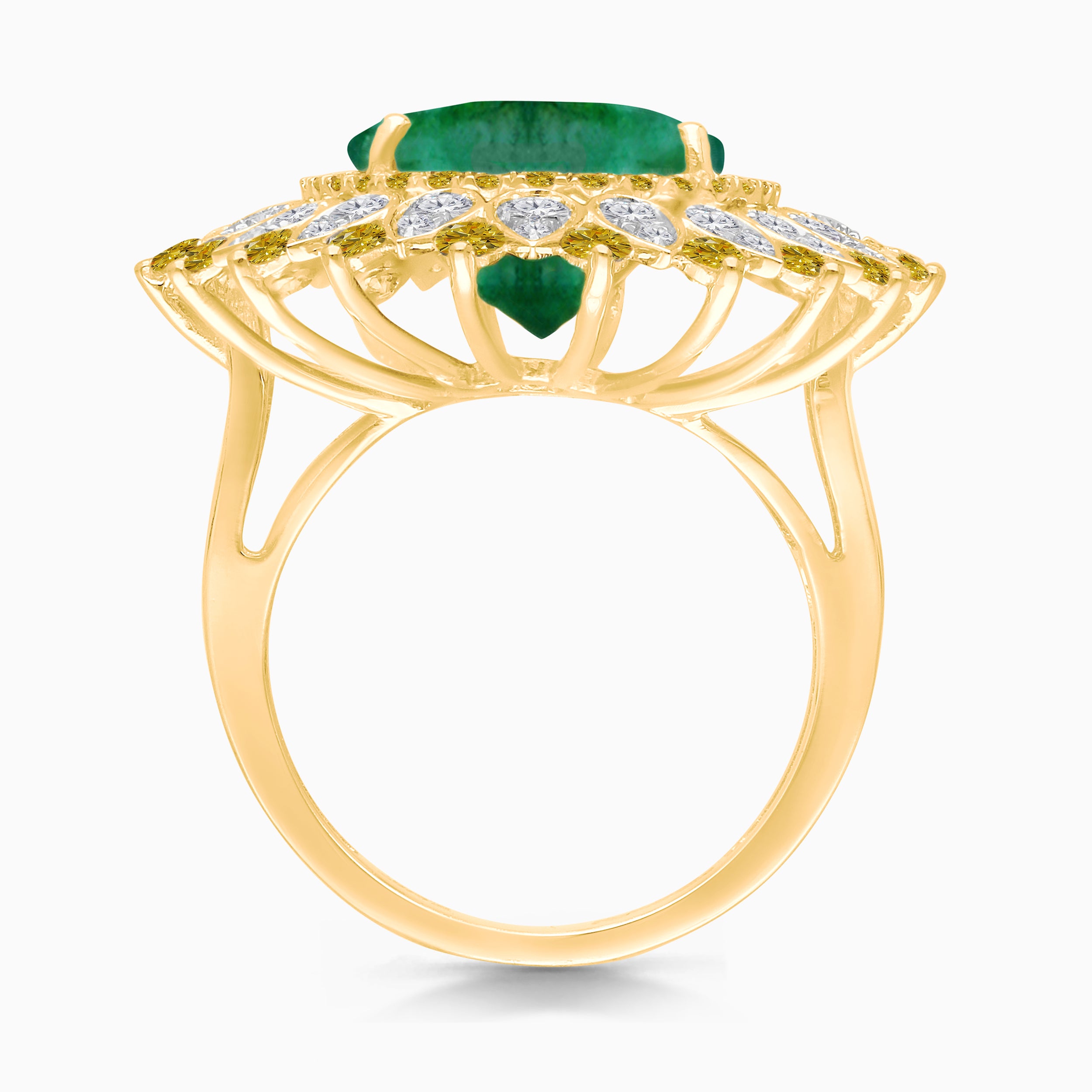 Chrysanthemum Emerald & Diamond Ring