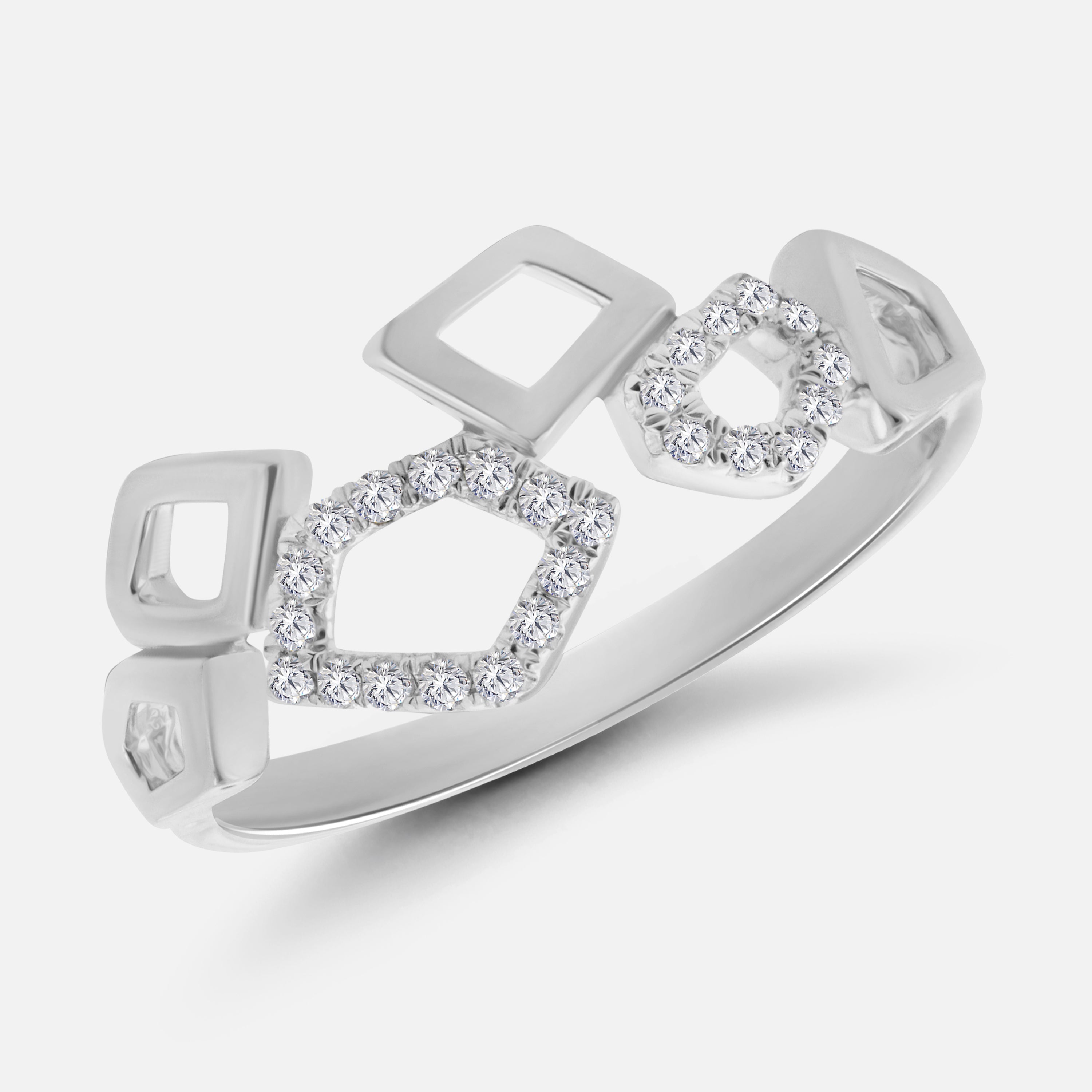 Geometric Pave Band White Diamond
