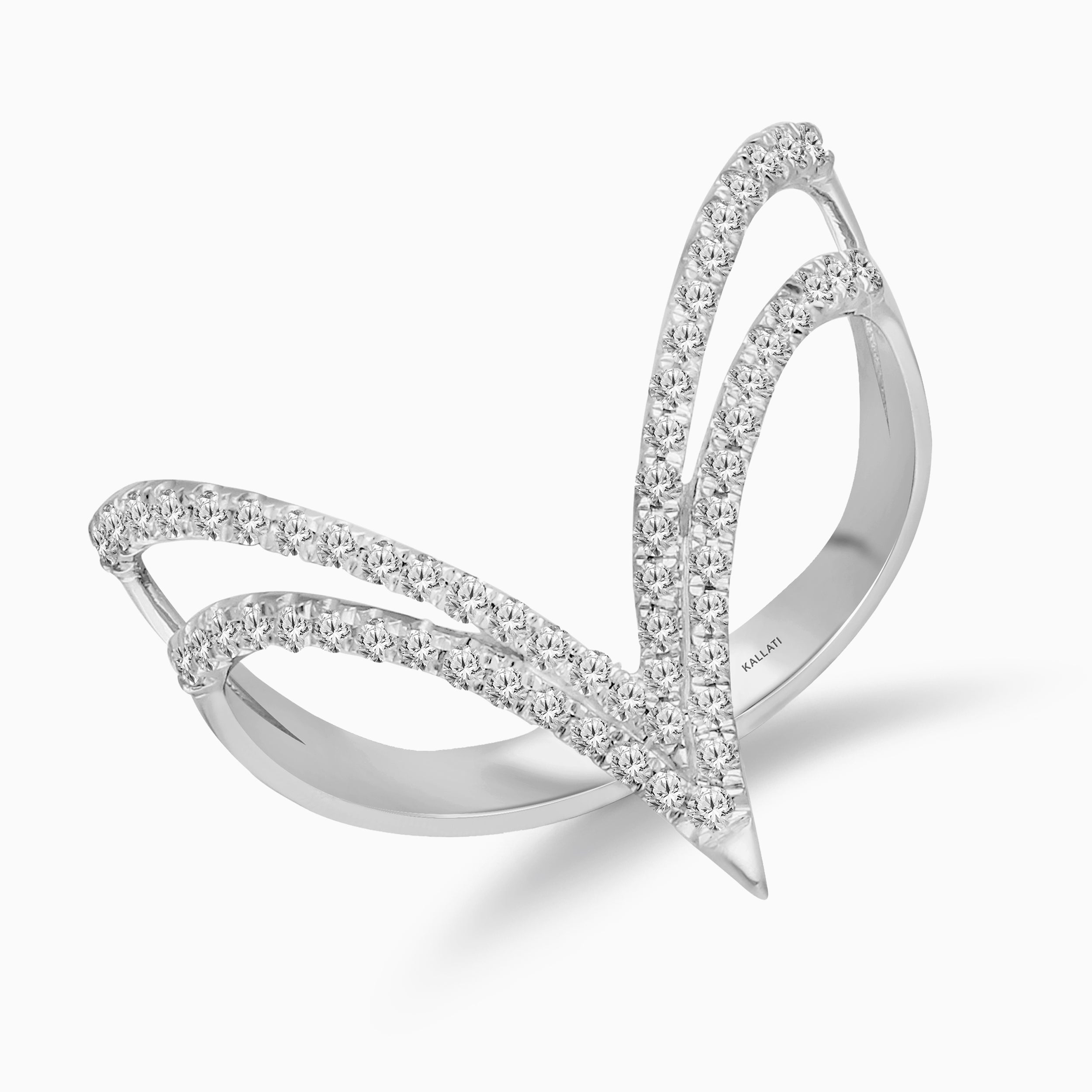 Dual Row Diamond V Ring