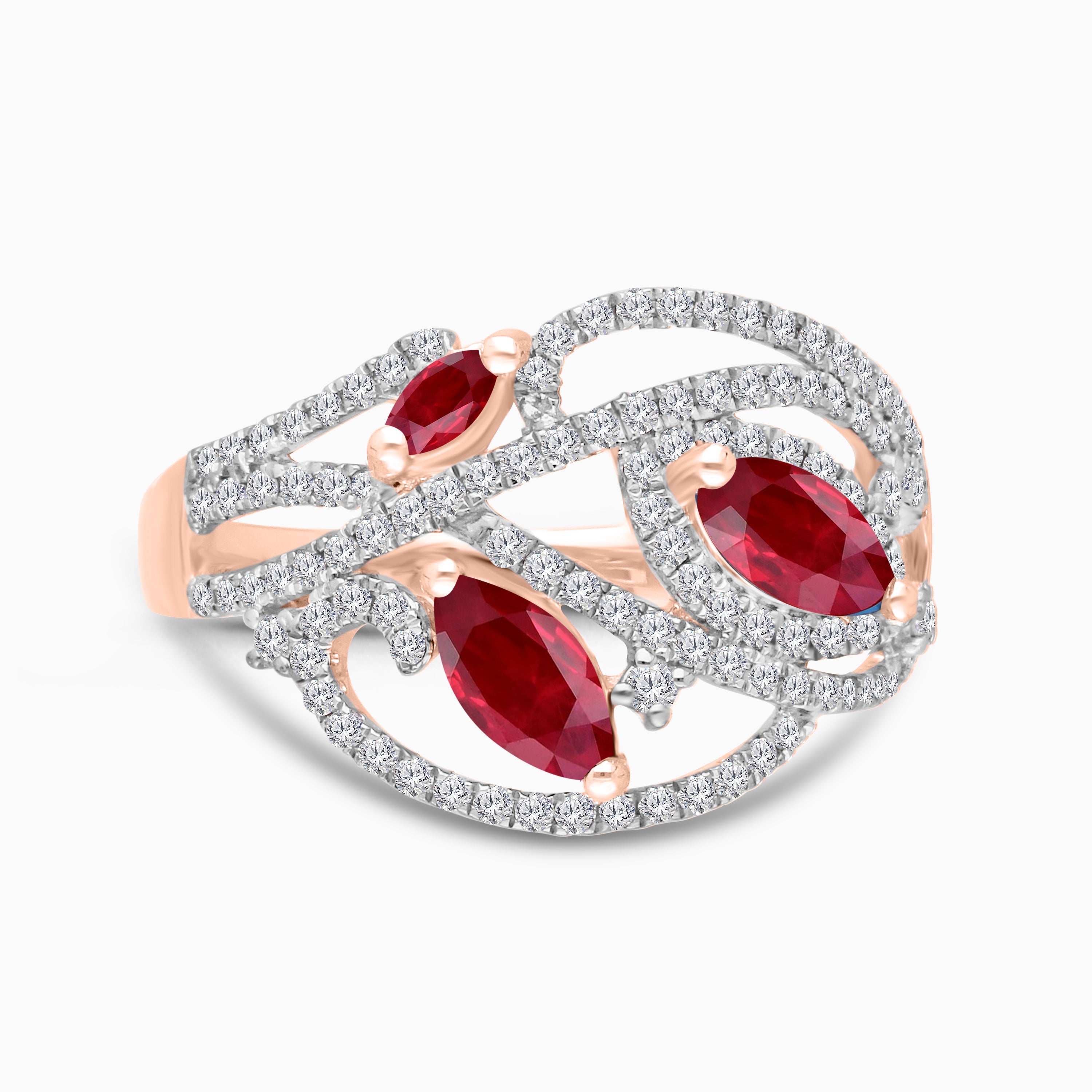 Trio Marquise Ruby & Diamond Ring