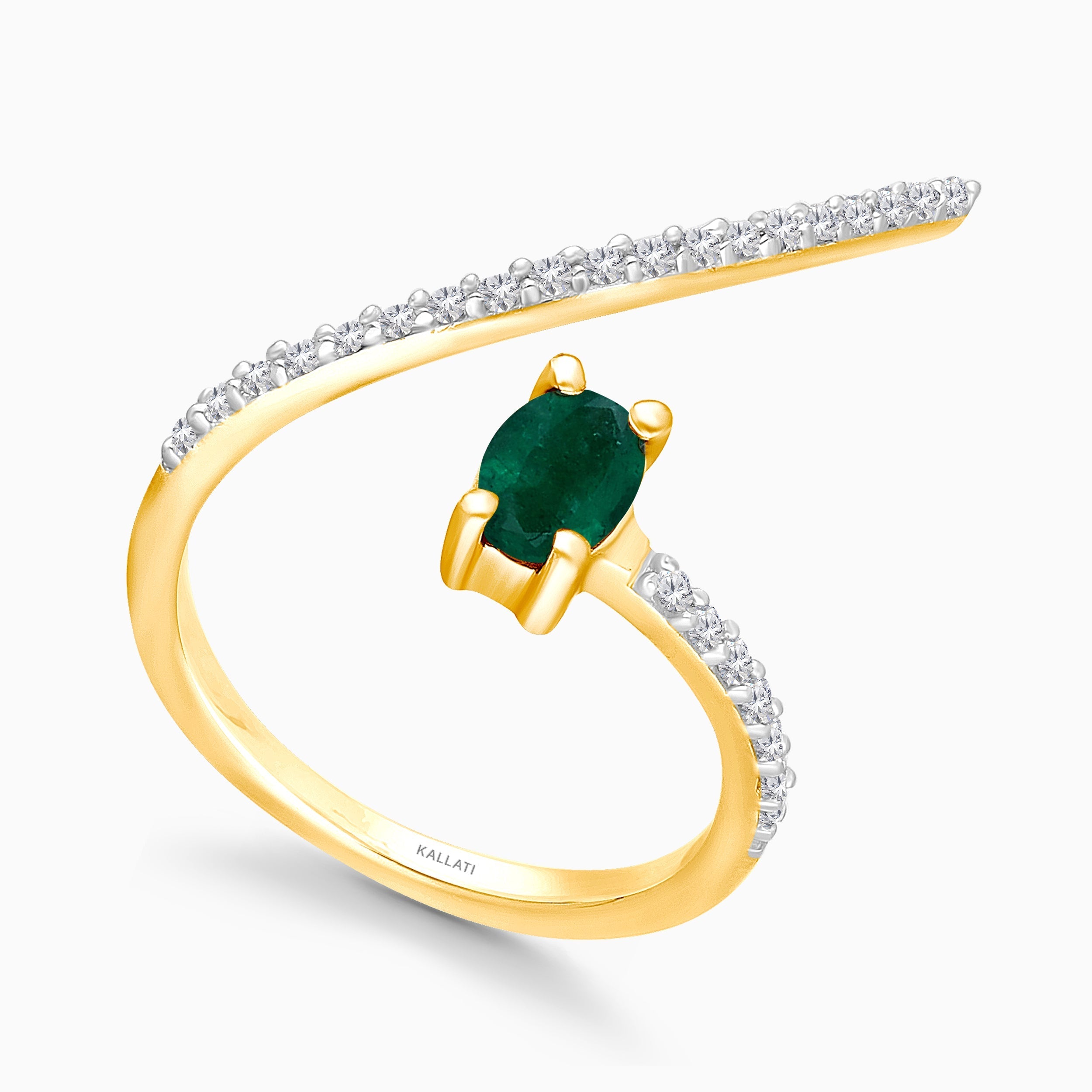 Open Emerald and Diamond Ring Emerald