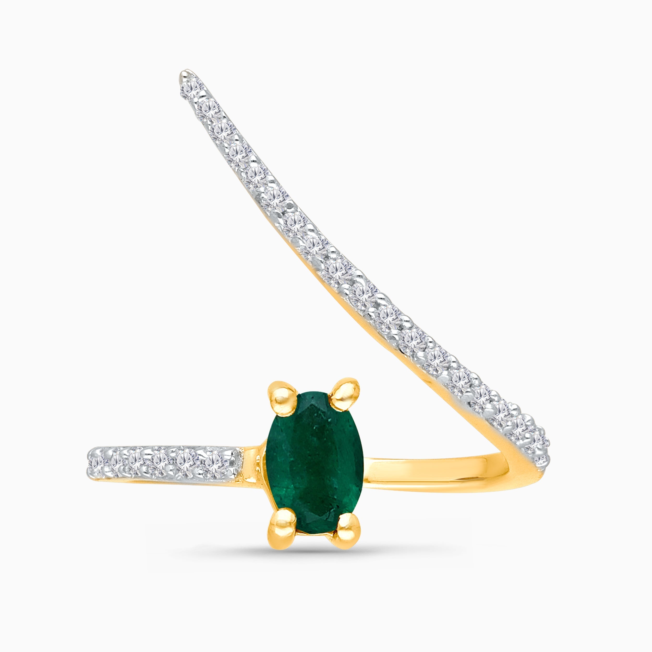 Open Emerald and Diamond Ring Emerald