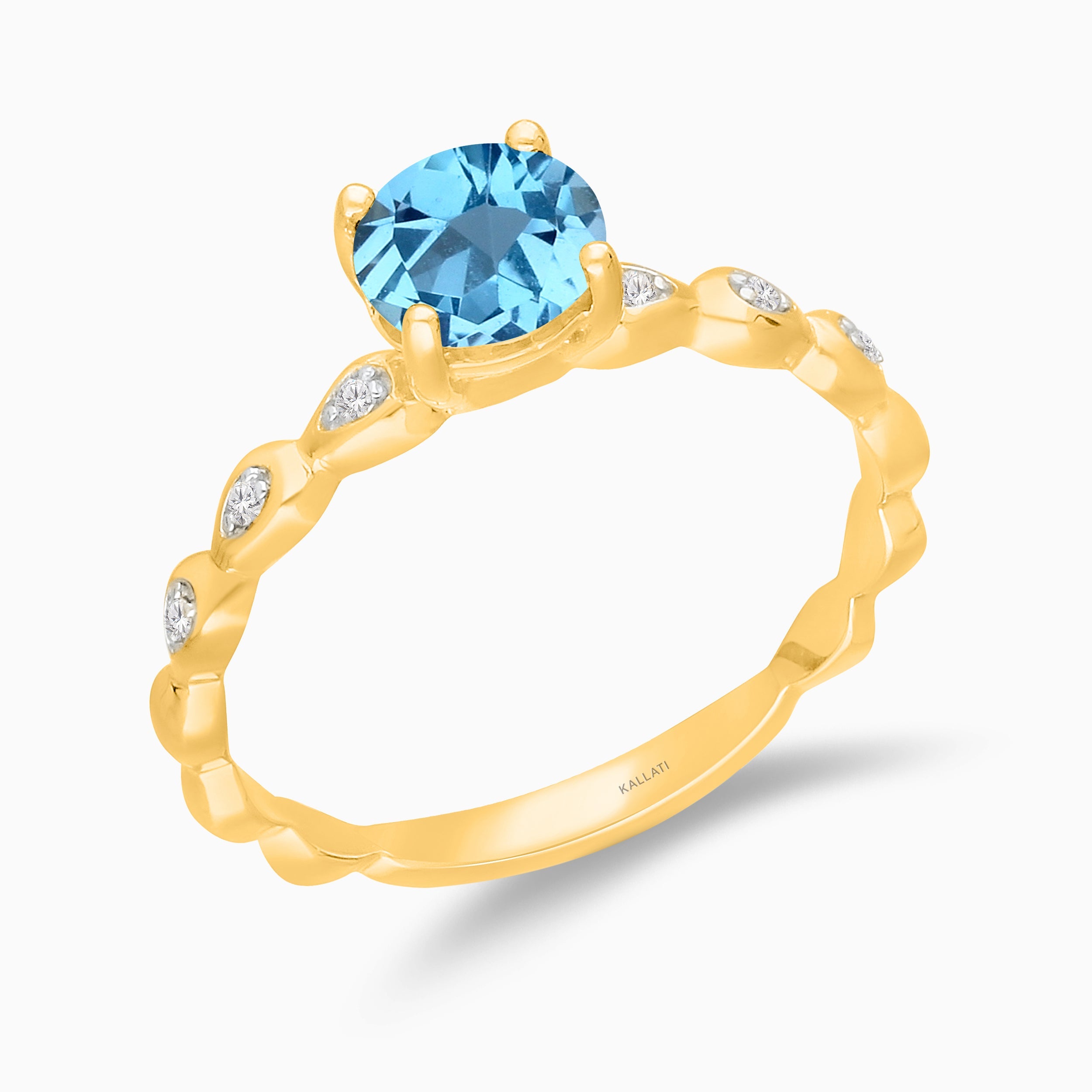 Blue Topaz and White Diamond Solitaire Ring LEGENDARY