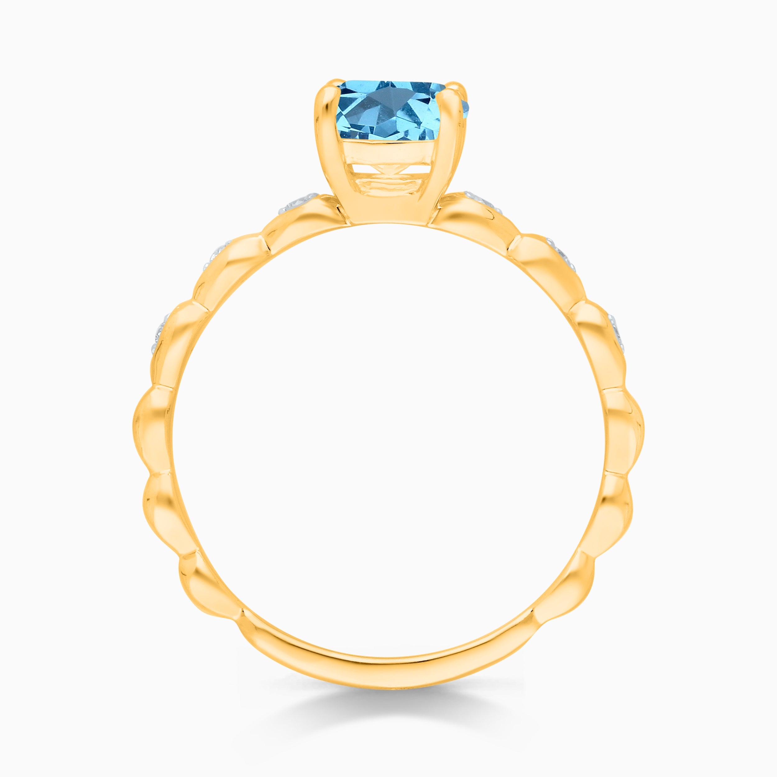 Blue Topaz and White Diamond Solitaire Ring LEGENDARY