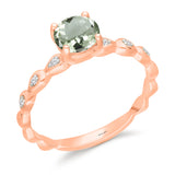 Rose Gold Green Amethyst & Diamond Heirloom Ring