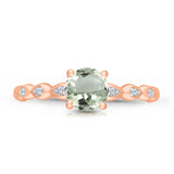 Rose Gold Green Amethyst & Diamond Heirloom Ring