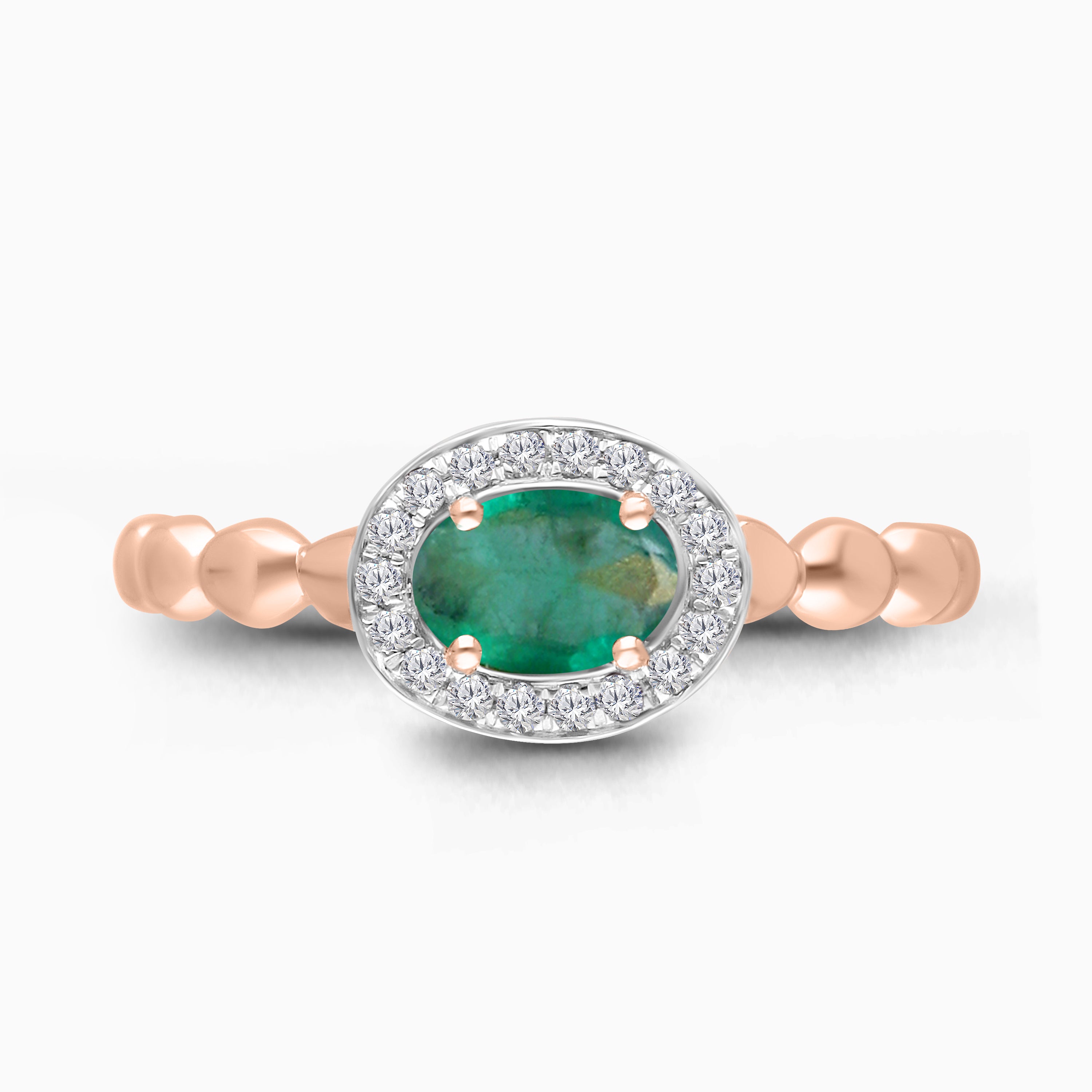 Oval Halo Emerald Ring