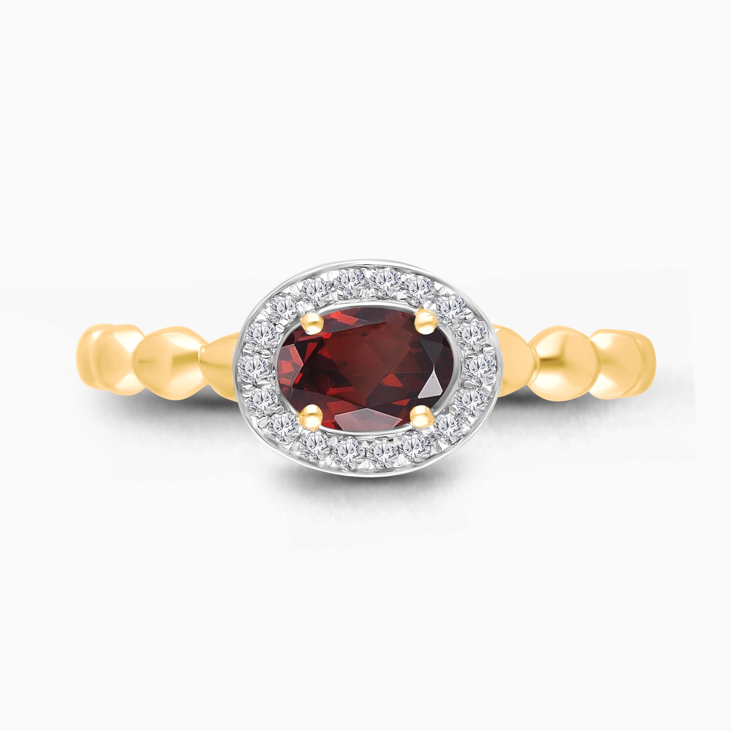 Oval Halo Twisted Garnet Ring Garnet