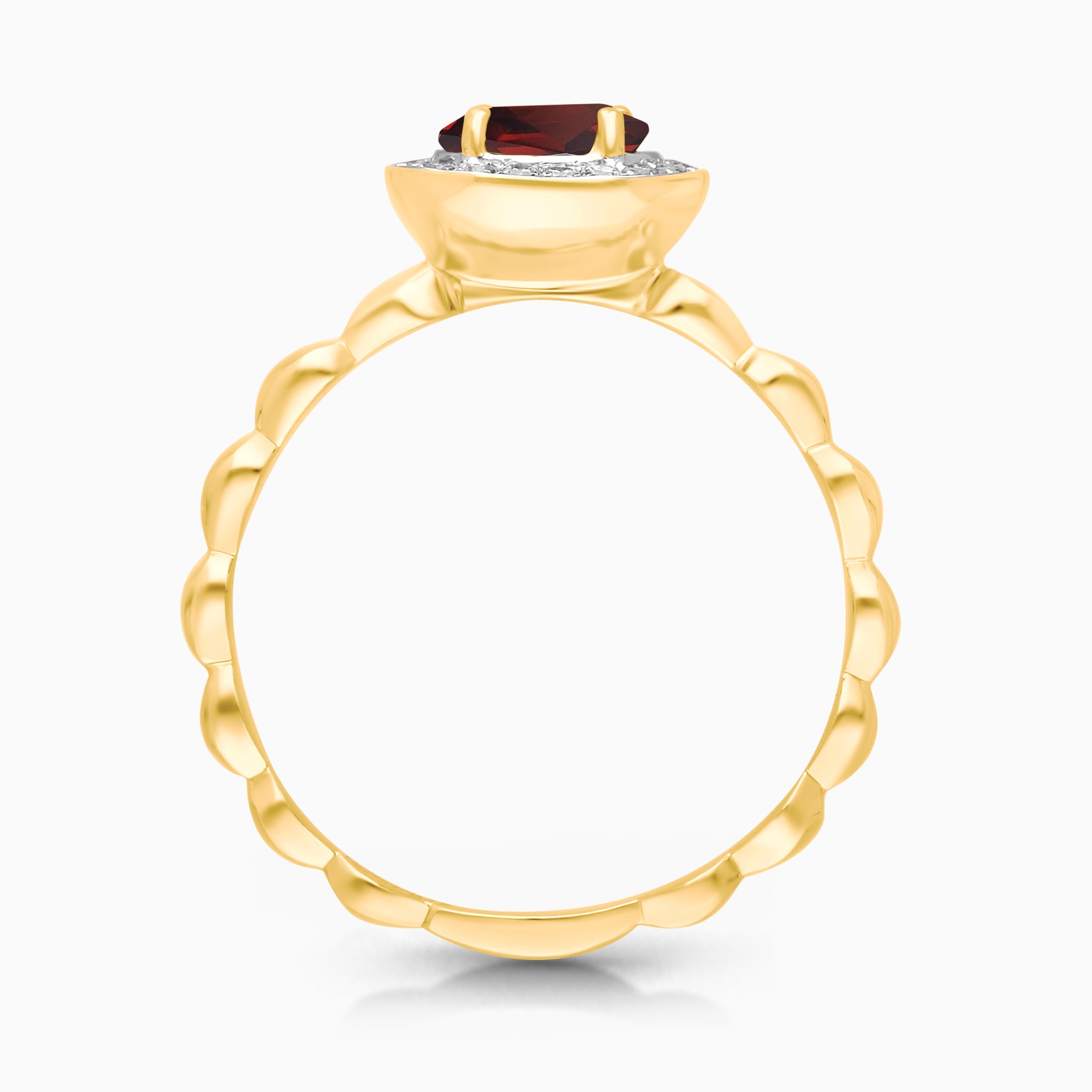 Oval Halo Twisted Garnet Ring Garnet