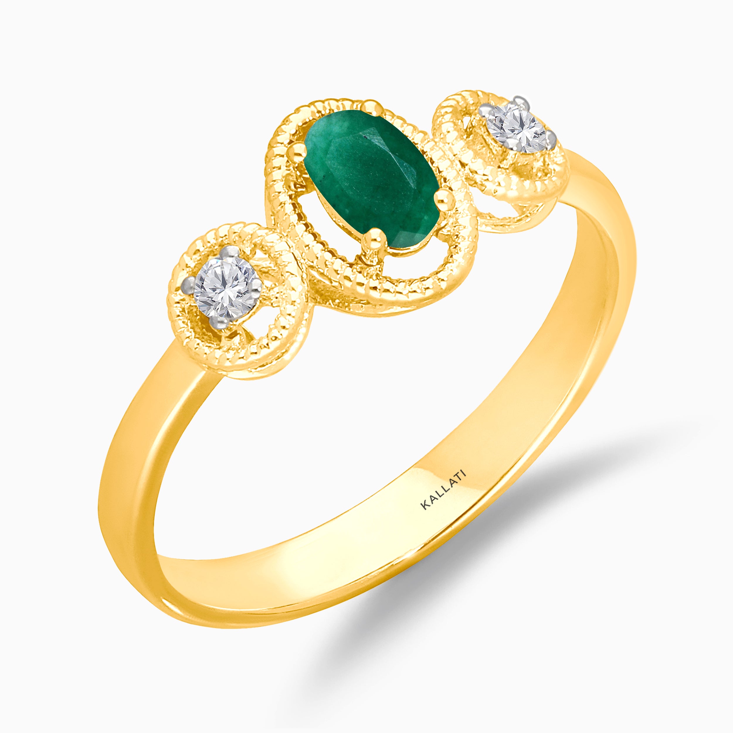 Oval Portrait Emerald and Diamond Ring