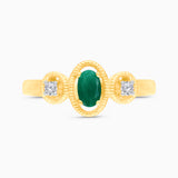 Oval Portrait Emerald and Diamond Ring