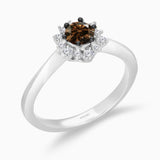 Coco and White Diamond Snowflake Solitaire Ring