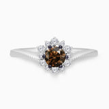 Coco and White Diamond Snowflake Solitaire Ring