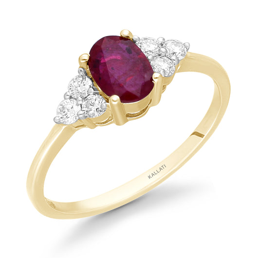 Yellow  Gold Ruby & Diamond Heirloom Ring