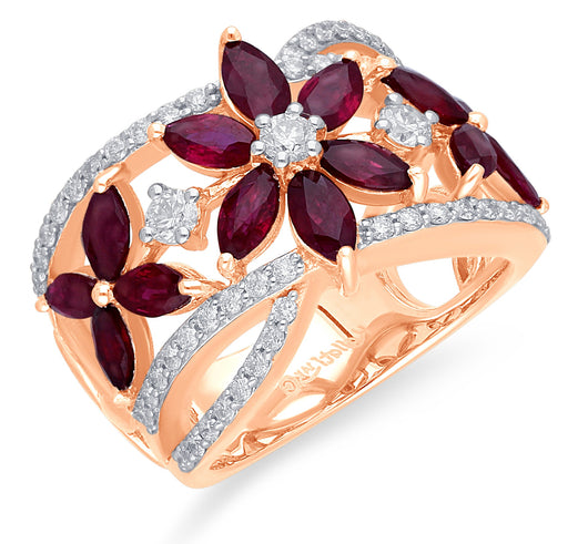 Kallati Heirloom Ruby & Diamond Ring in 14K Rose  Gold