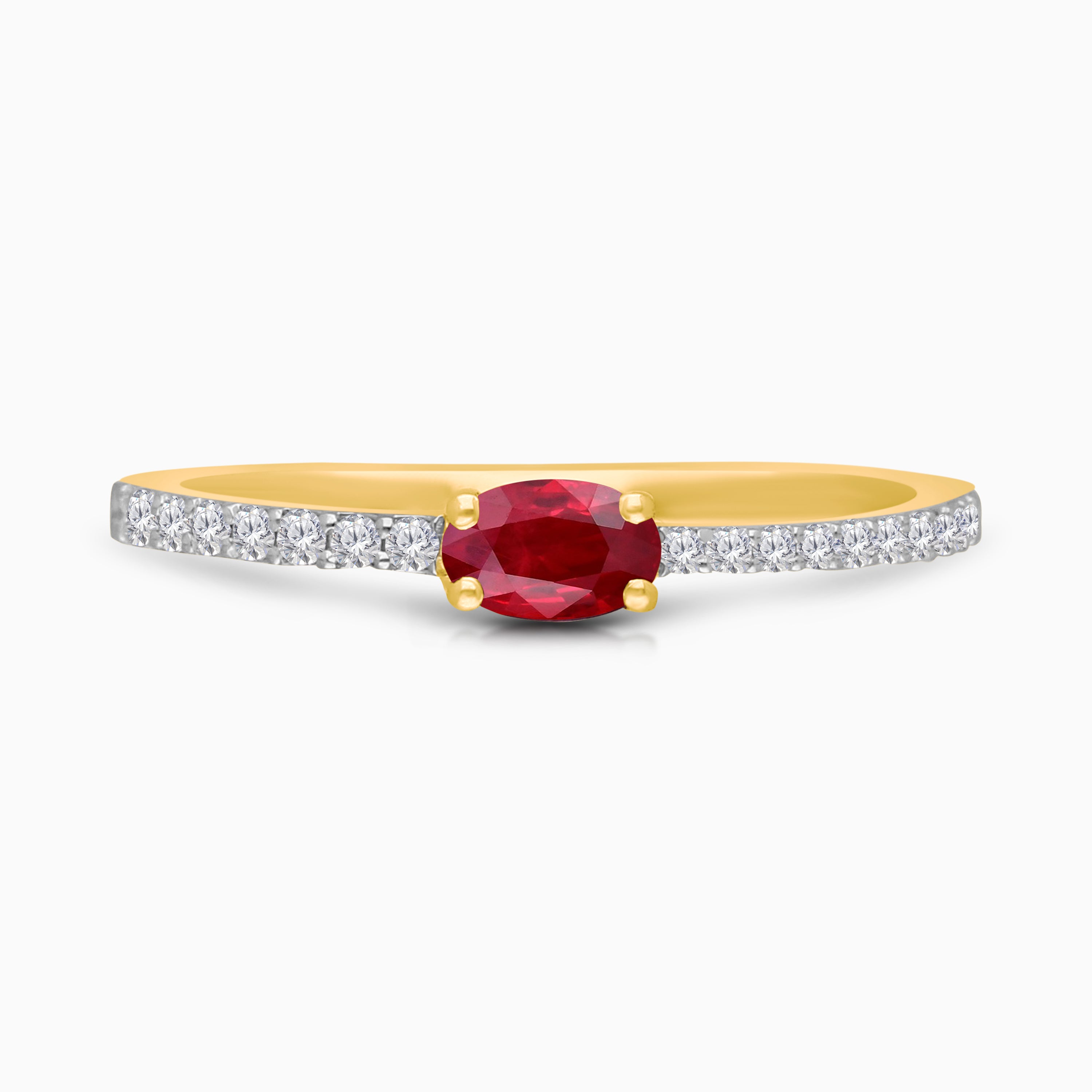 Ruby & Diamond Oval Stacking Ring