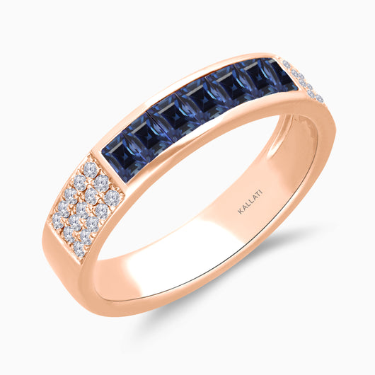Blue Sapphire and Diamond Band